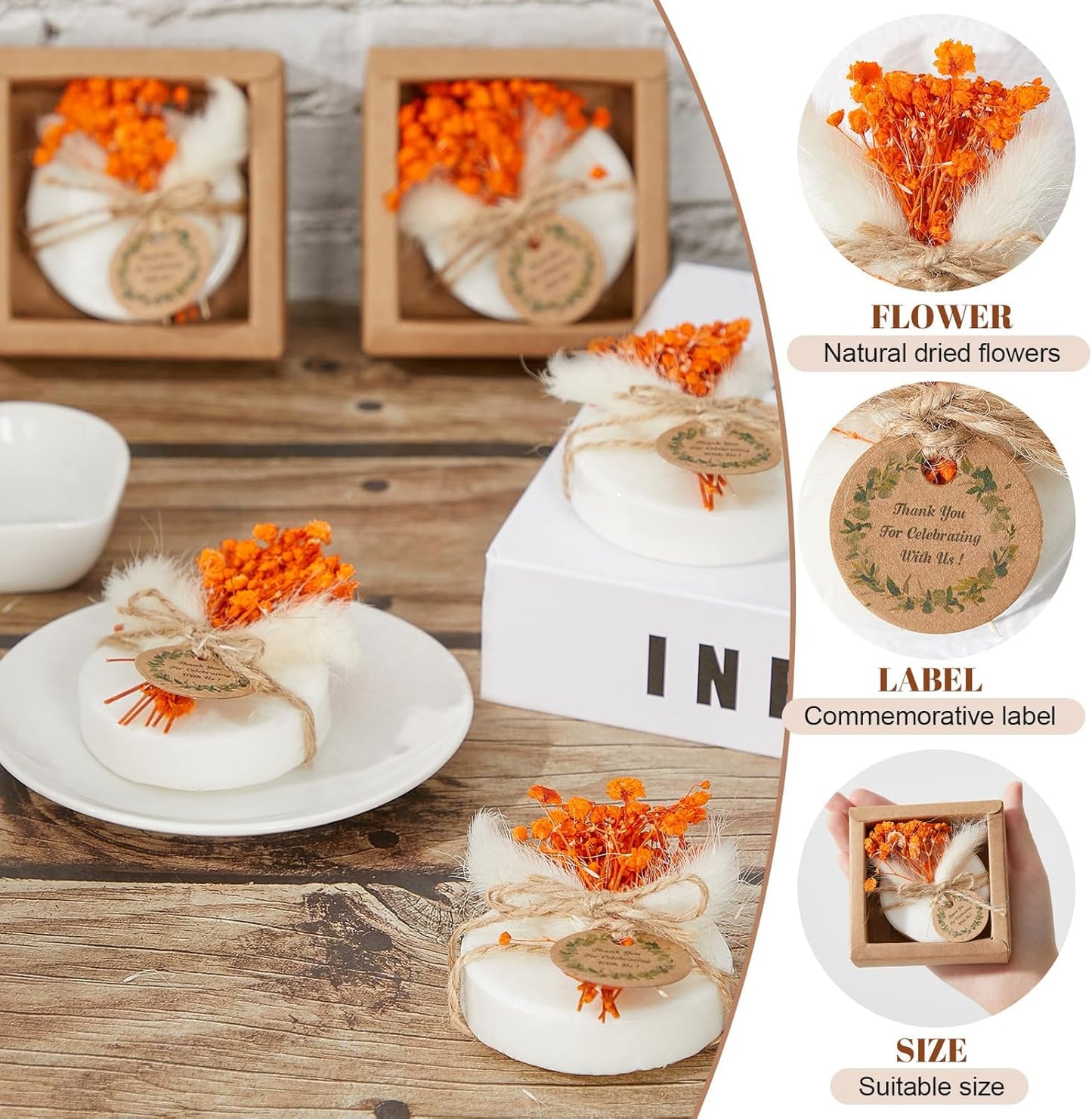 Demissle 24 Pack Scented Soap Favors Wedding Favors Christmas Bridal Shower Favors for Guests Bulk with Mini Dried Flowers for Bridal Baby Shower Baptism Party Guests Gifts