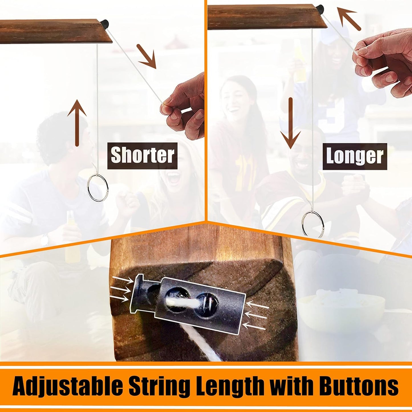 Hook and Ring Game with Shot Ladder, Ring Toss Game for Adults, Wooden Ring Hook Tossing Game Yard Games, Indoor Outdoor Games for Adults Party, Home, Patio