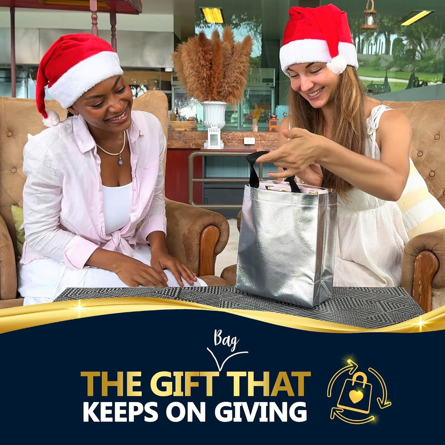 Nush Nush Silver Gift Bags Bulk Medium Size - Set of 30 Reusable Gift Bags with Handles - Bulk Goodie Bag for Birthday Party, Christmas, Thanksgiving, Wedding, Bridal Shower, Return Gifts - 8X4X10