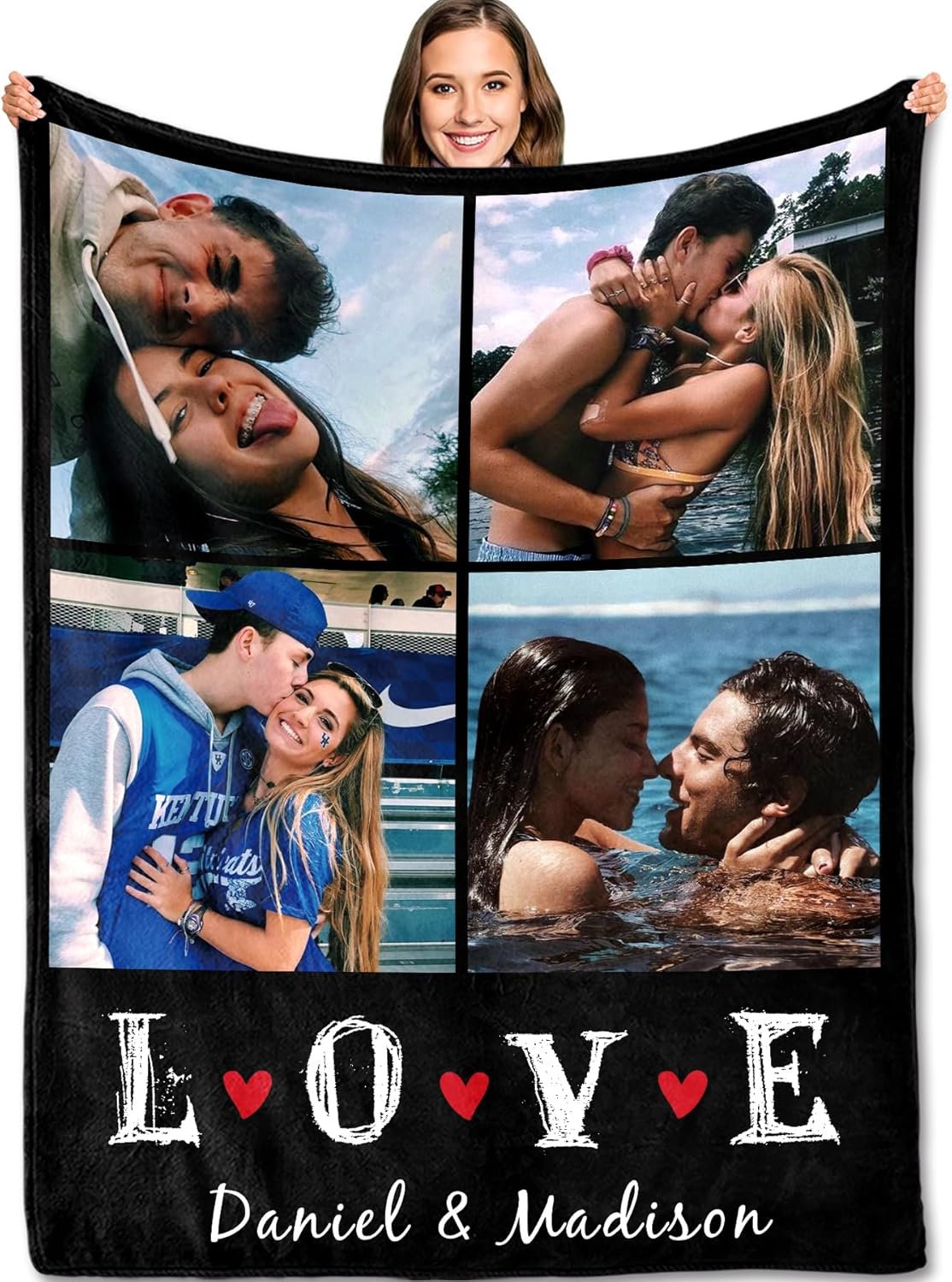 Yofair Ships Next Day, Custom Blanket with Picture Anniversary Wedding Gifts for Women Men Personalized Photo Blankets I Love You Couple Gift for Boyfriend Girlfriend Wife Husband