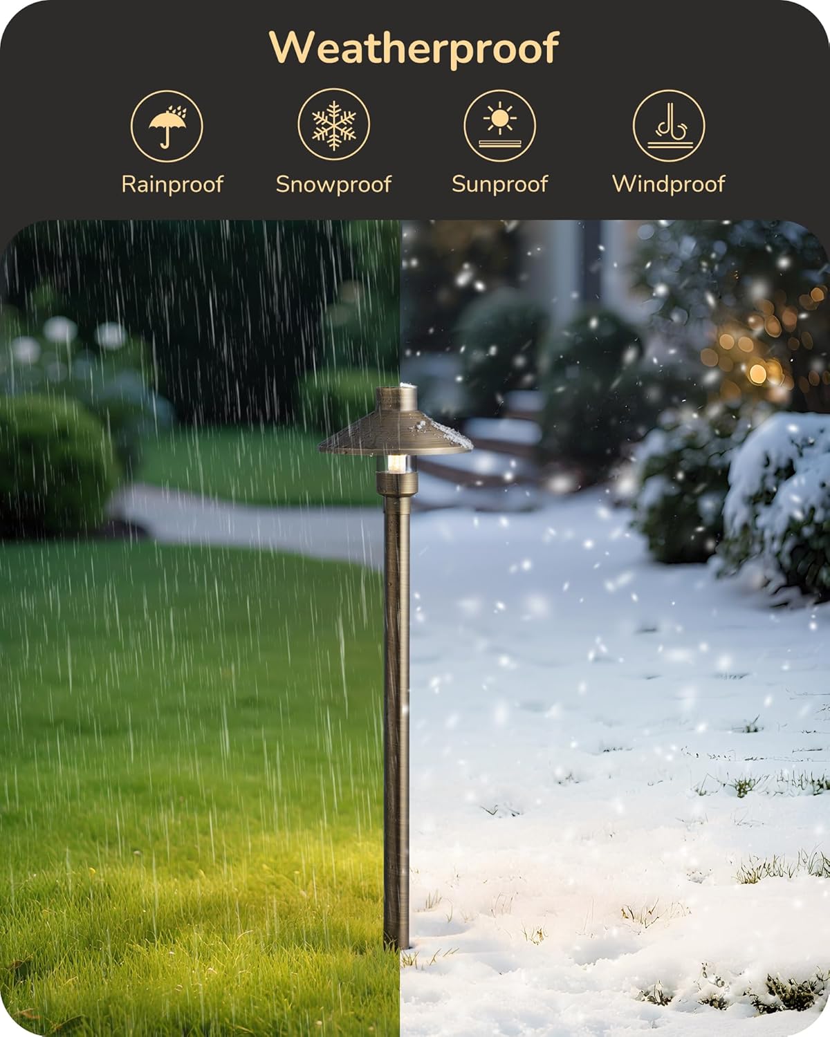 EDISHINE Solid Brass Low Voltage Pathway Lights Wired, 22" Tall Outdoor Landscape Path Light Heavy Duty, G4 Bulb Included, 12V LED Landscape Lighting, Bronze Waterproof for Garden Yard Walkway, 4 Pack