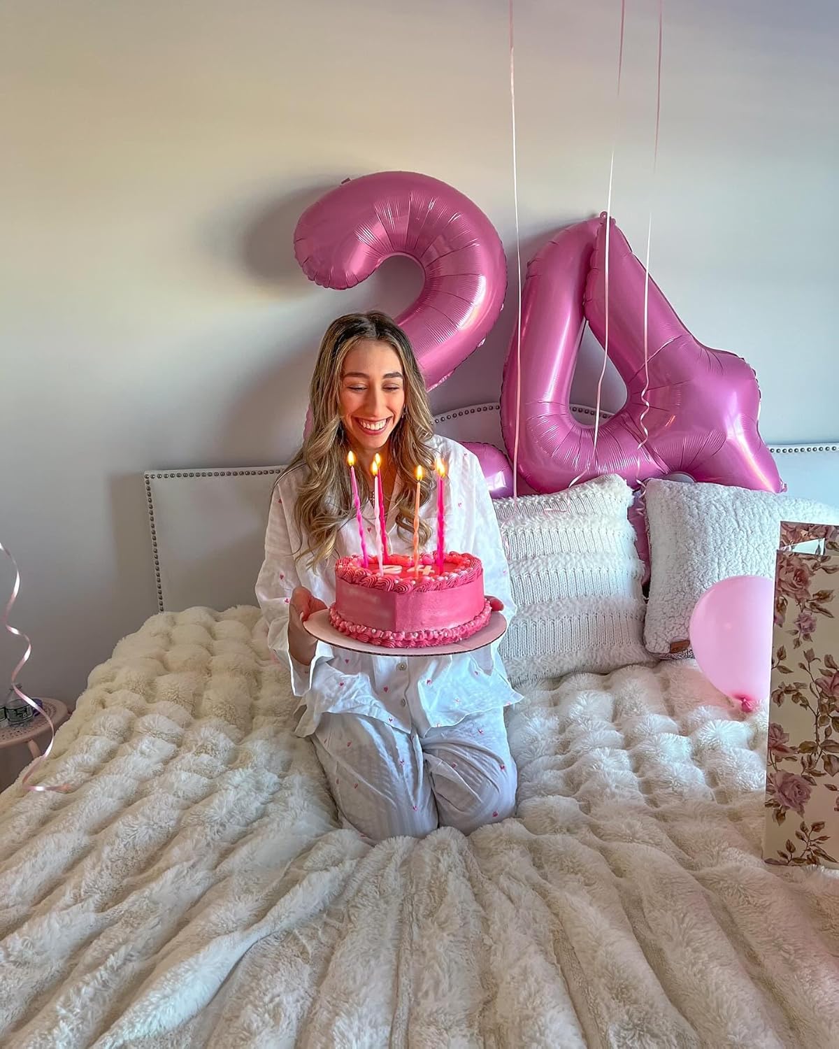 Pink 4 Balloon, Number Balloons 40 Inch, 4th Birthday Decorations for Girls Four Large Numbers for Party Decor, Number 4 Balloon