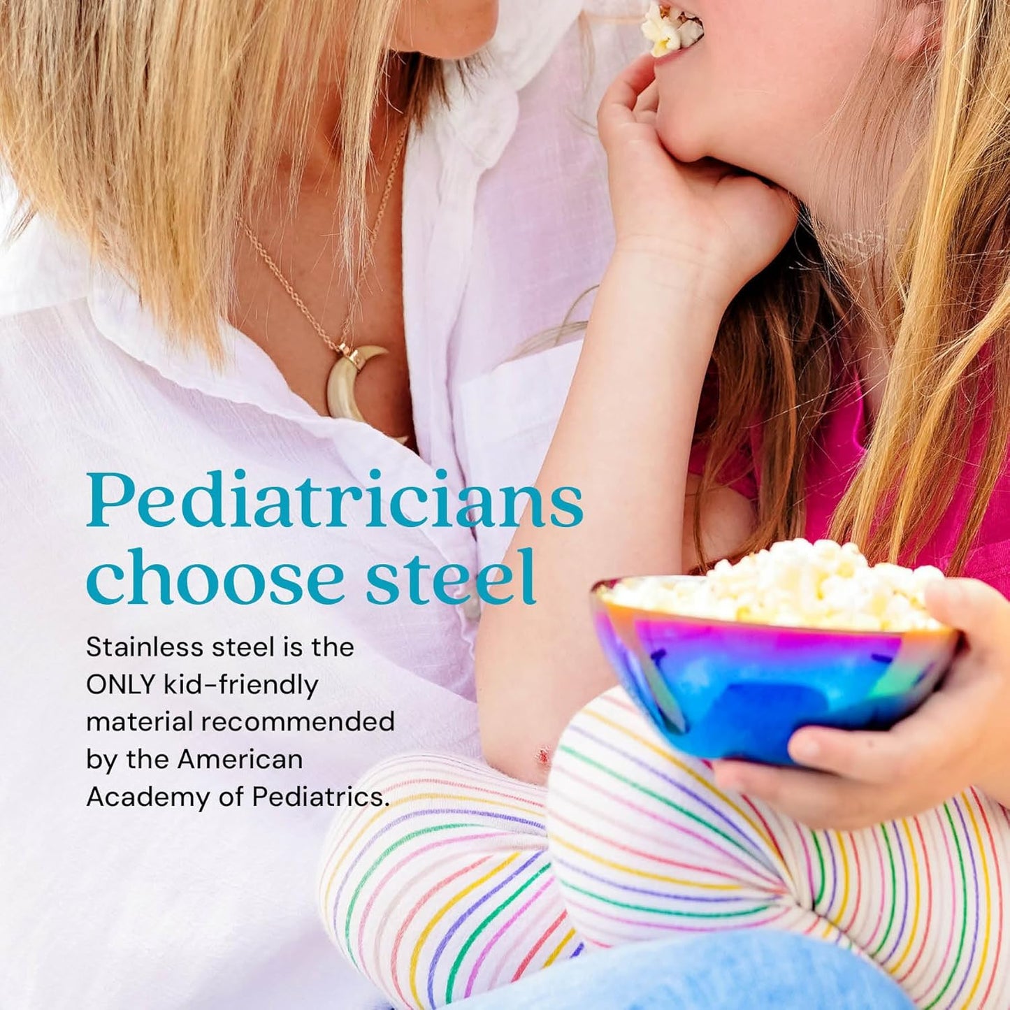 Ahimsa Stainless Steel Bowls for Kids | Non Toxic, Pediatrician Designed Toddler Bowls 12oz | Durable Metal Kids Bowl, Easy to Clean, Dishwasher Safe, Single Fun Blue