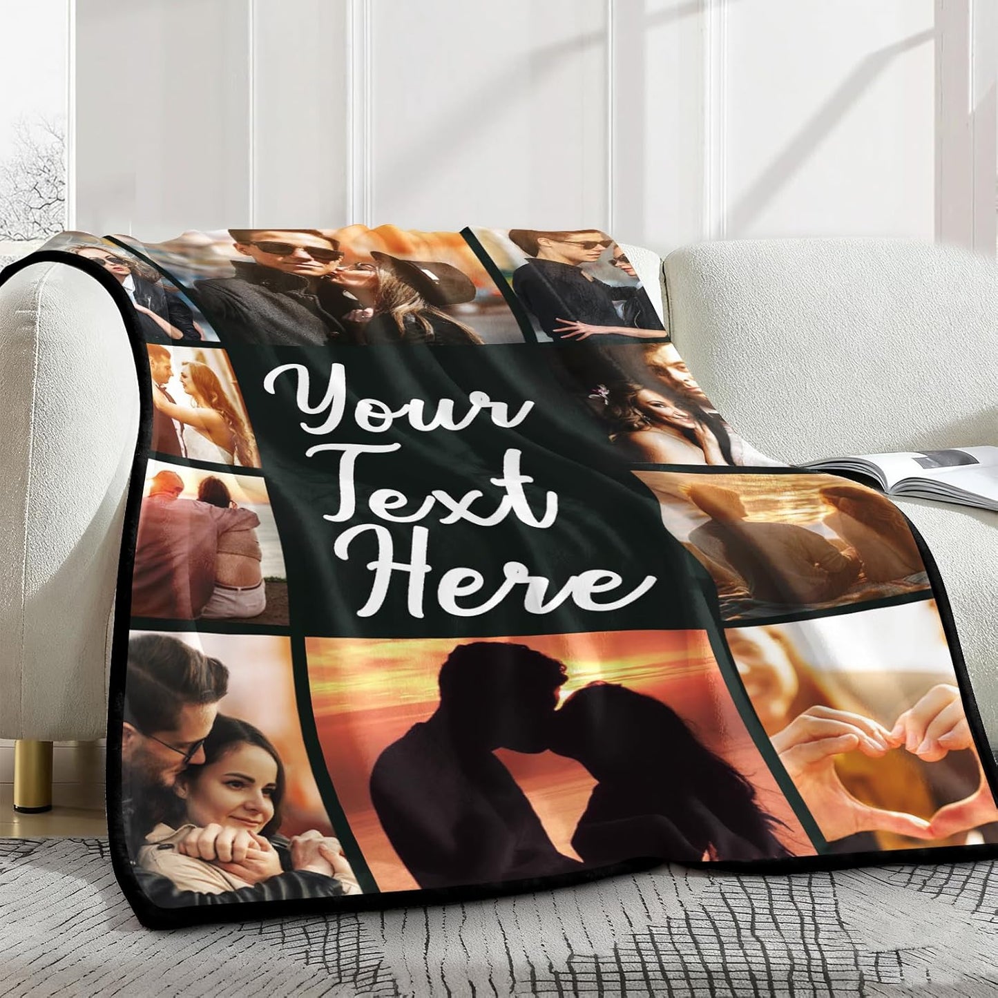 Yofair Ships Next Day, Custom Blanket with Picture Anniversary Wedding Gifts for Women Men Personalized Photo Blankets I Love You Couple Gift for Boyfriend Girlfriend Wife Husband