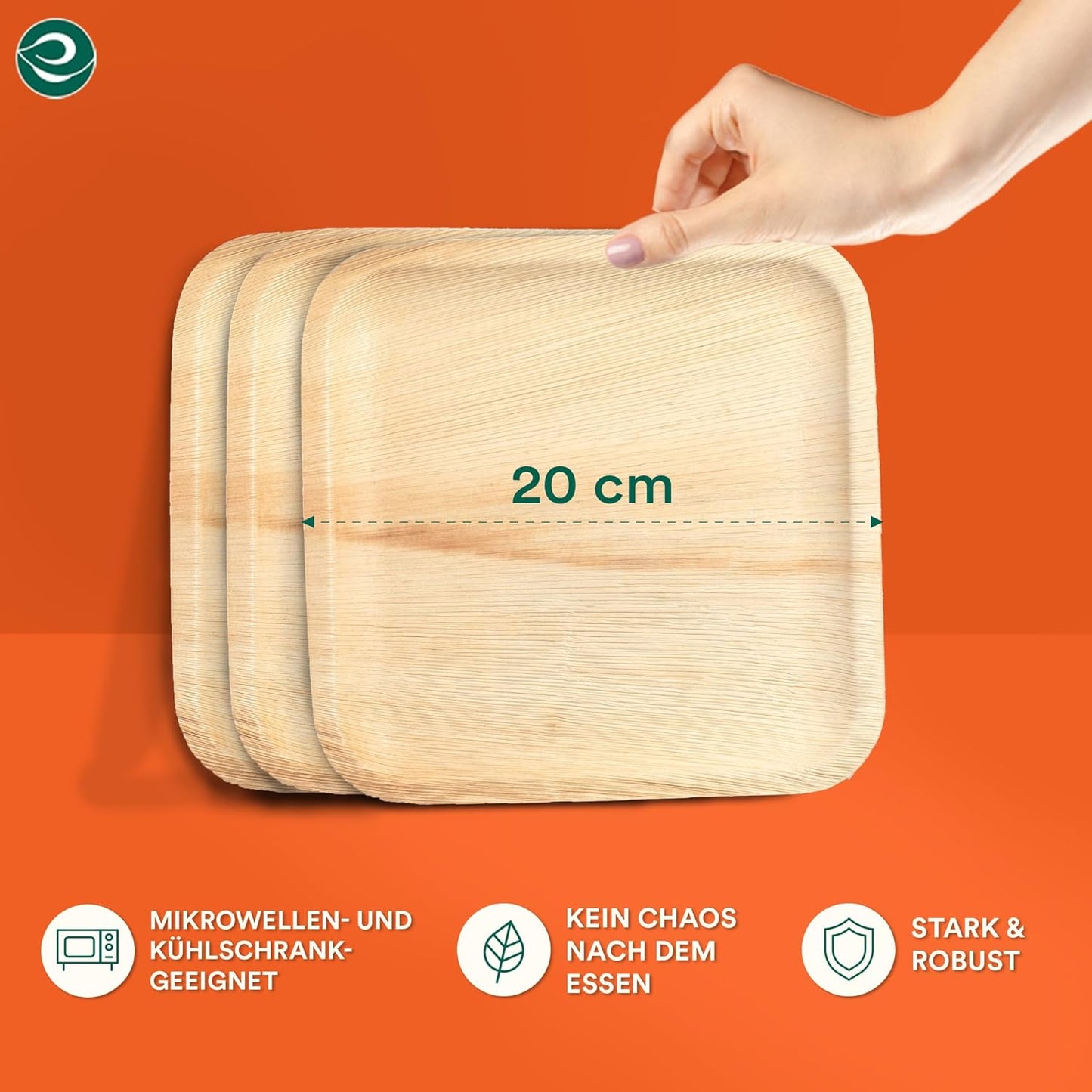ECO SOUL Compostable 8 Inch Palm Leaf Square Plates (100 Count) Like Bamboo Plates | Biodegradable | Eco-Friendly, Microwave & Oven Safe