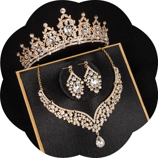 Crowns and Tiaras jewelry sets for Wedding princess birthday party Halloween Prom Pageant Jewelry for Women Crystal Bridal Jewelry Set for women