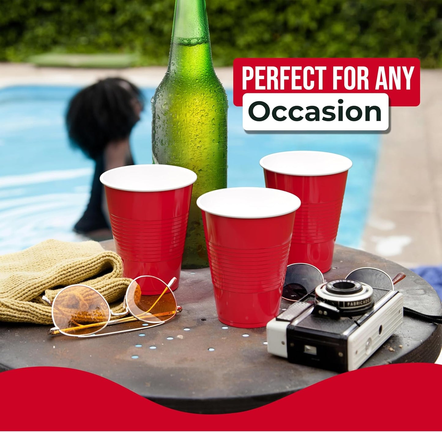 18 Oz Red Plastic Cups For Party Supplies 50 Pack | Red Disposable Cups Plastic | Disposable Drinkware For Parties, Events & Everyday