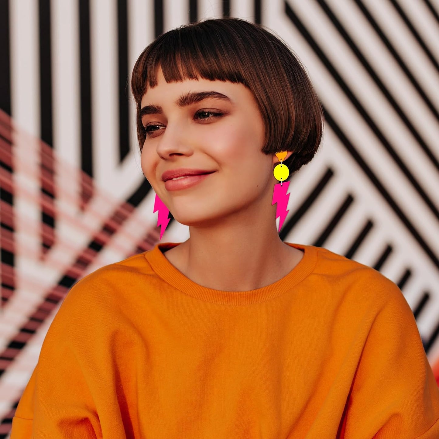 80s 90s Neon Earrings for Women Retro Cassette Tape Hoop Earring Candy Color Lightweight Acrylic Stud Dangle Earrings for 80S Costume Outfits Dancing Glow Party Accessories
