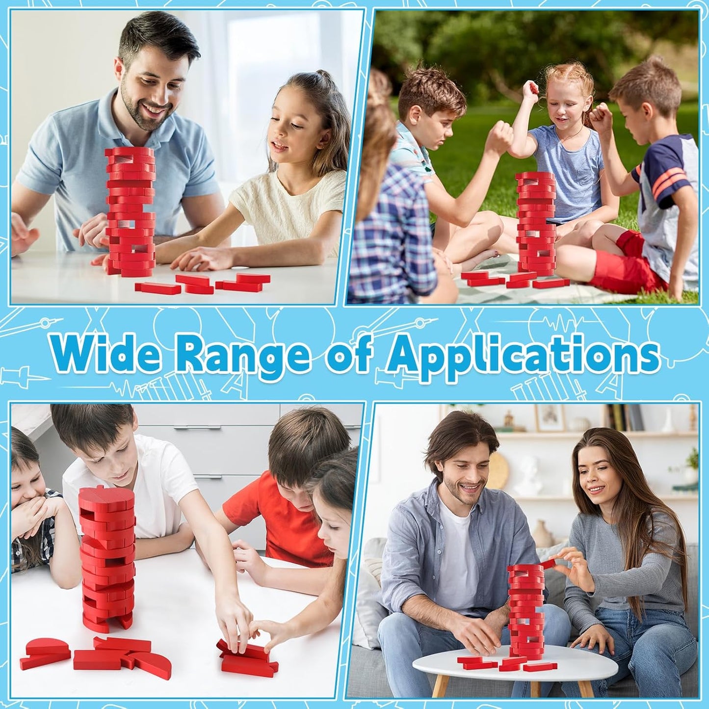 Tower Stacking Game Fall Thanksgiving Games Apple Shape Wooden Blocks Tumbling Tower and Balancing Game for Family Adults Team Indoor Building Friends Group Coworkers Games Fun Party Activities