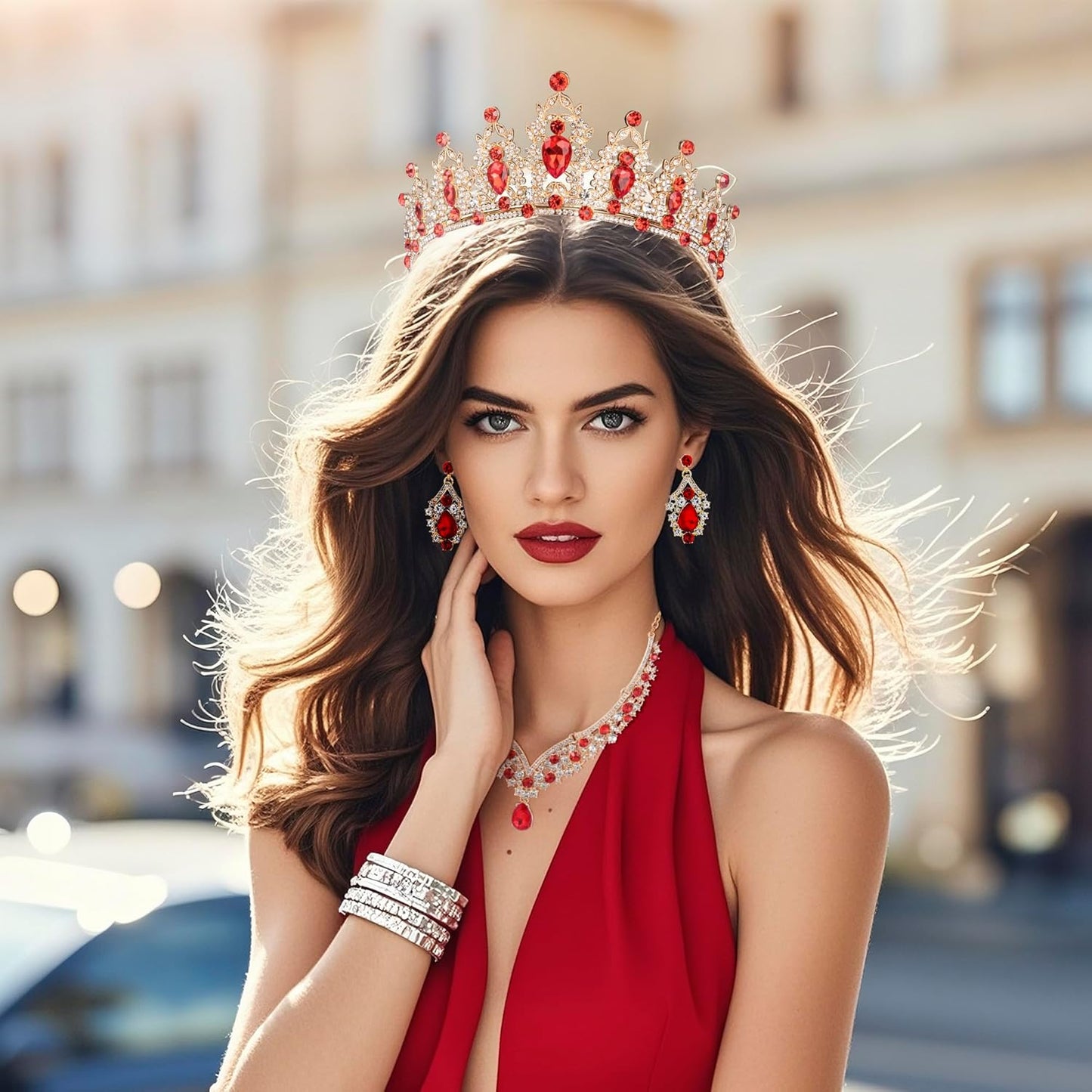 Crowns and Tiaras jewelry sets for Wedding princess birthday party Halloween Prom Pageant Jewelry for Women Crystal Bridal Jewelry Set for women