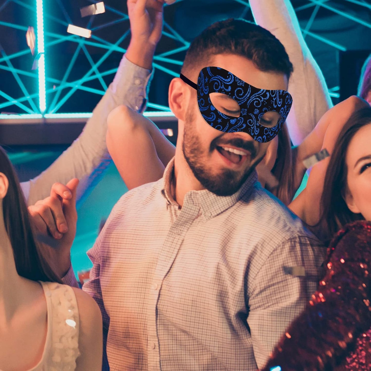 SIQUK Couple Masquerade Masks Metal Venetian Party Mask Halloween Costume Mask Mardi Gras Mask for Couples Women and Men