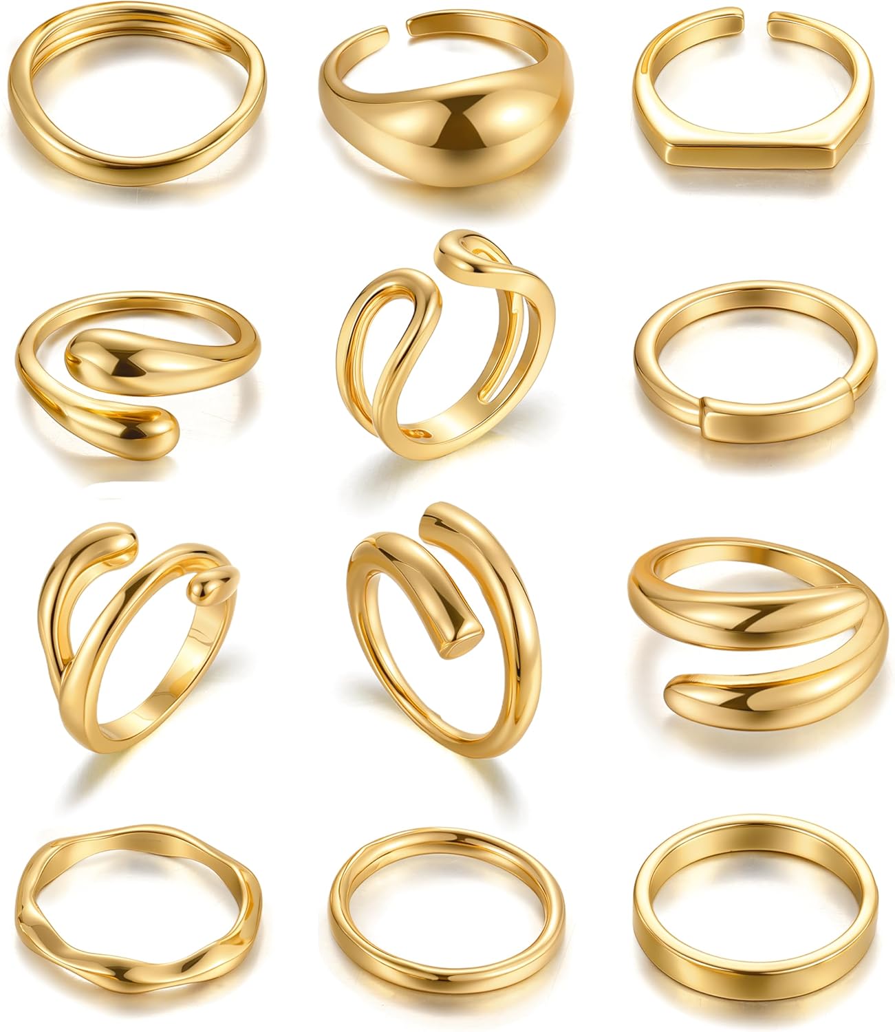 iF YOU 25 Pcs Gold Knuckle Ring Set for Women, Chunky Stackable Finger Midi Rings, Silver Simple Stacking Cute Rings Pack Trendy Stuff Jewelry Gift