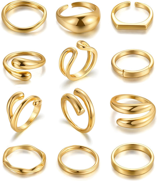 iF YOU 25 Pcs Gold Knuckle Ring Set for Women, Chunky Stackable Finger Midi Rings, Silver Simple Stacking Cute Rings Pack Trendy Stuff Jewelry Gift