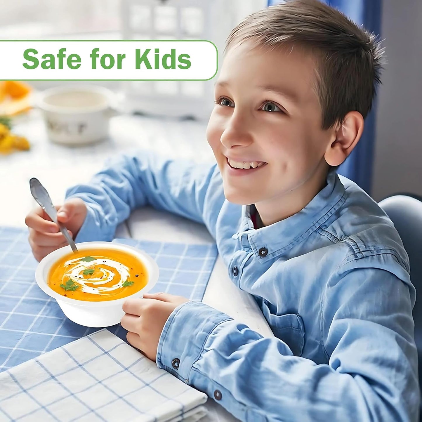 Disposable Paper Bowls, 200 Pack 8 oz, Heavy-Duty Compostable, Eco-Friendly, Bagasse Bowl for Soup, Salad, Dessert & More