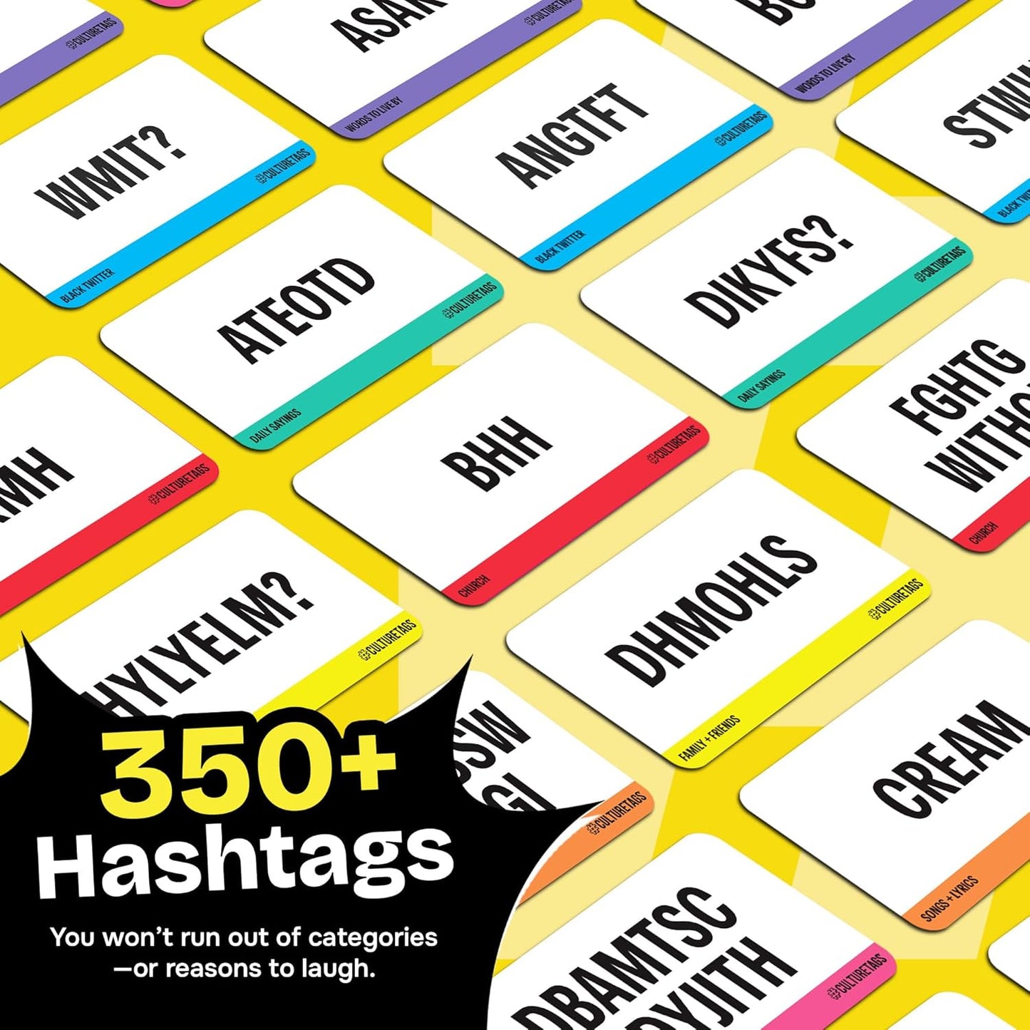 Culture Tags-Card Game for People Who Love Hashtags + Culture, Party Game Set, Gift for Family Fun or Virtual Play, Ages 13+ Years, CB Games