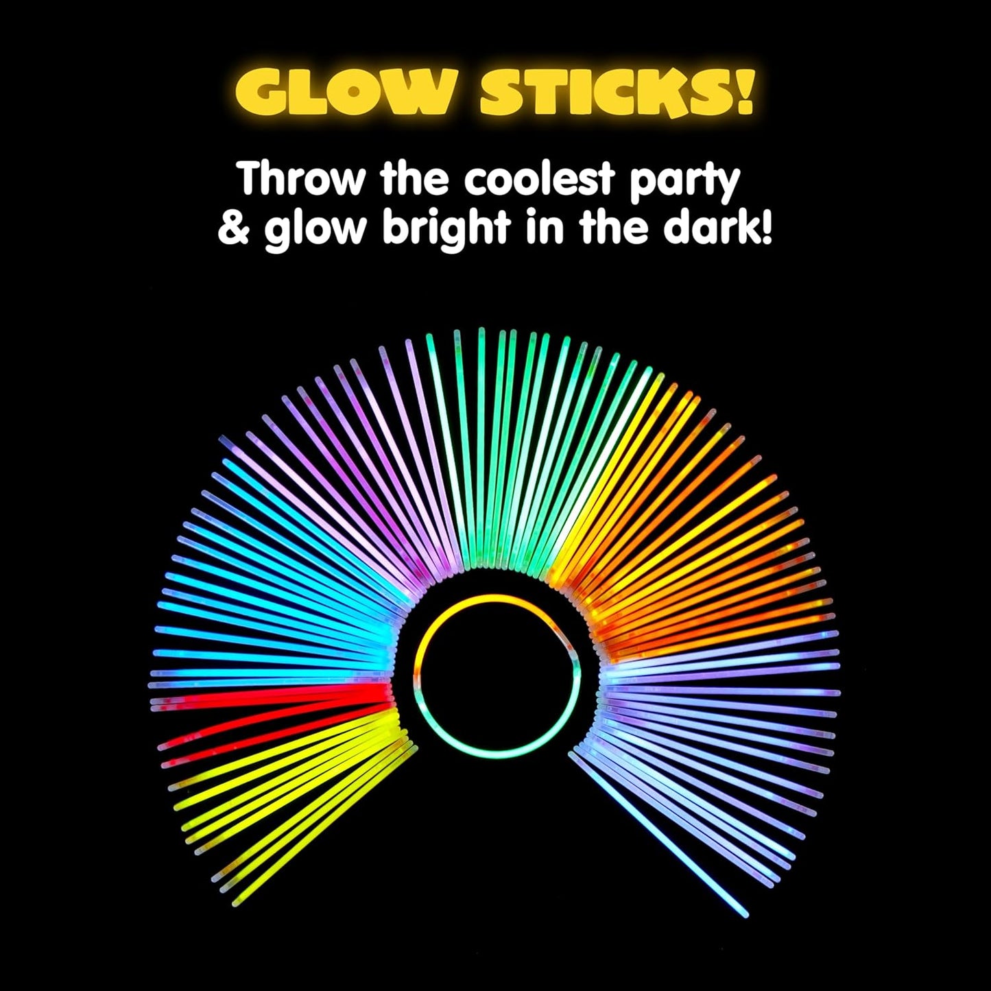 JOYIN 100 Pcs 8" Glow sticks Bulk Party Favors Pack, Neon Glow in the Dark Party Supplies, Light Up Necklaces and Bracelets with Connectors, Christmas, Halloween, Football, Birthday Decorations