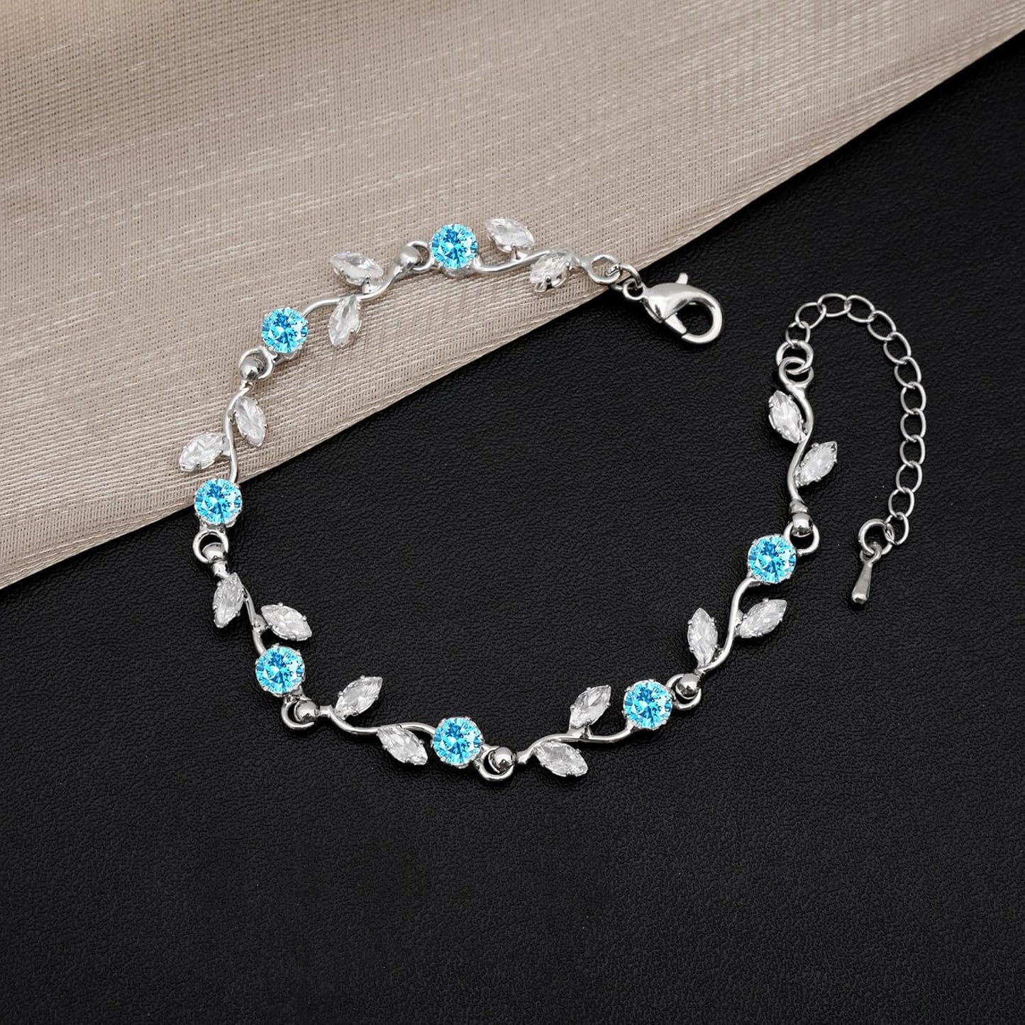 Elegant Bridal Jewelry Sets for Wedding Bride Leaf Shape Cubic Zirconia Necklace Earrings Bracelet Set Prom Costume Accessories