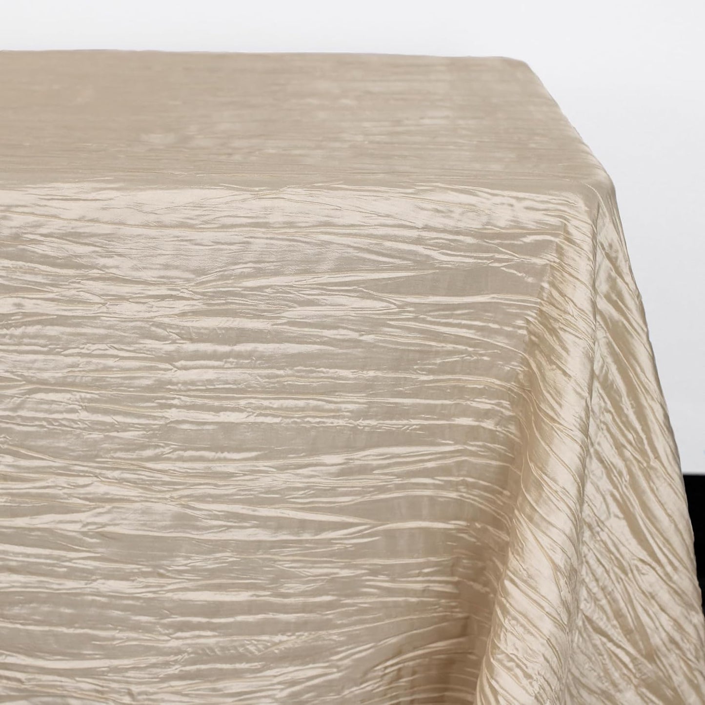YOUR CHAIR COVERS - 60 x 102 inch Rectangular Crinkle Taffeta Tablecloth - Champagne, Rectangle Table Linens for 6 ft Rectangular Tables, Wedding Crushed Table Cloth