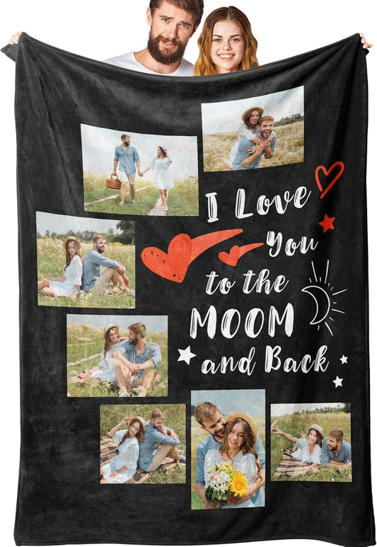 Custom Blanket with Photos Personalized Picture Throw Blankets Gifts for Women Lover Friend Customized Picture Gifts Flannel Blanket Christmas Anniversary Birthday Wedding 60"X80"