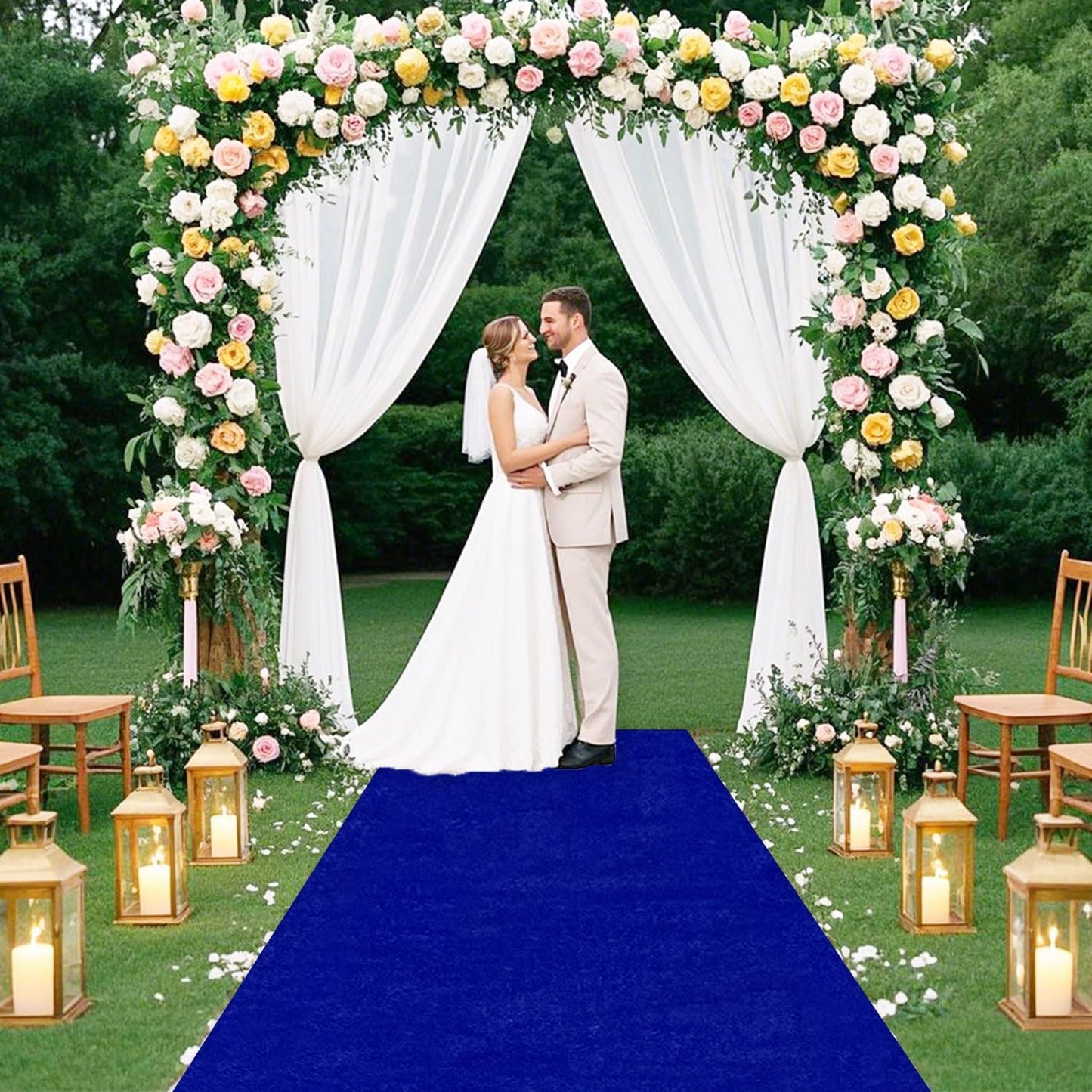 FUHSY Aisle Runner Royal Blue Carpet Runner for Party 4x30 ft Velvet Cloth Wedding Aisle Runners for Weddings Outdoor Wedding Floor Runners Bridal Walkway Rug for Ceremony Prom Decorations