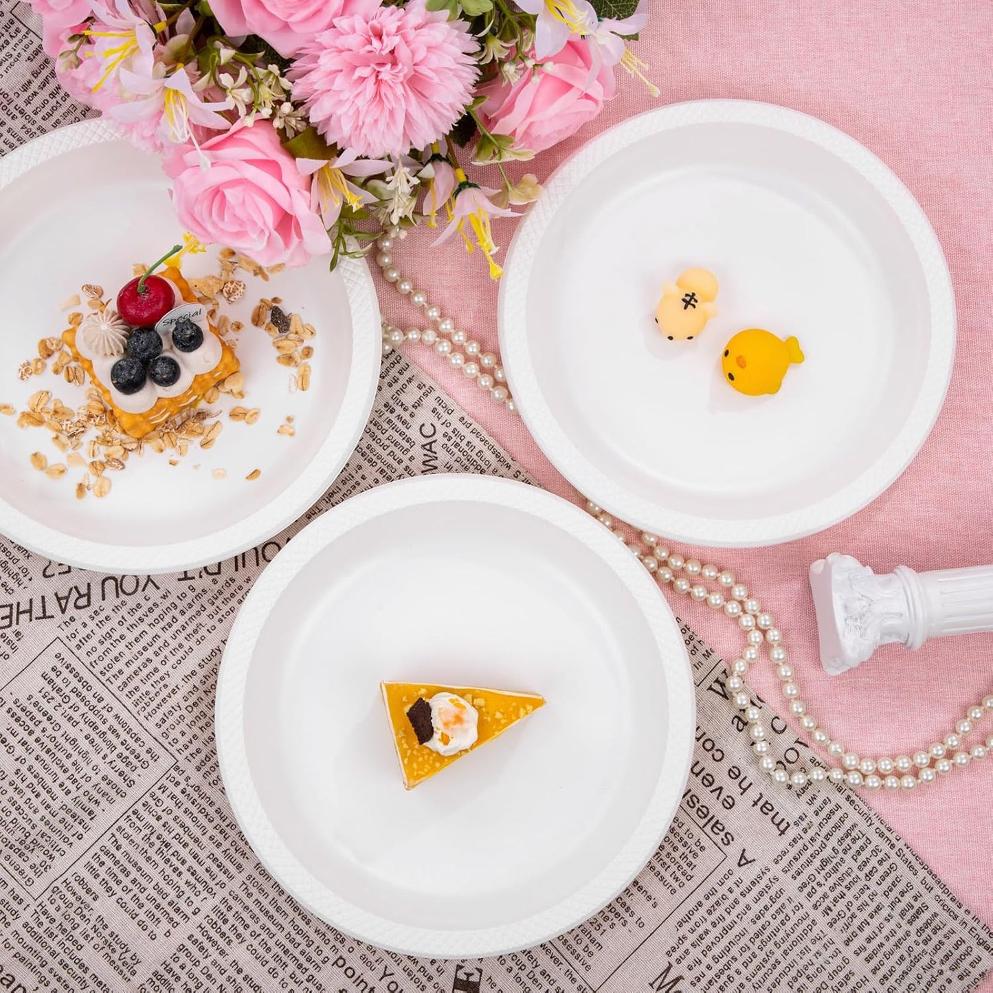 WELLIFE White Plastic Plates 9 Inch -150 Count for Party, Disposable Plastic Party Plates for Wedding Dinner Birthday Engagement