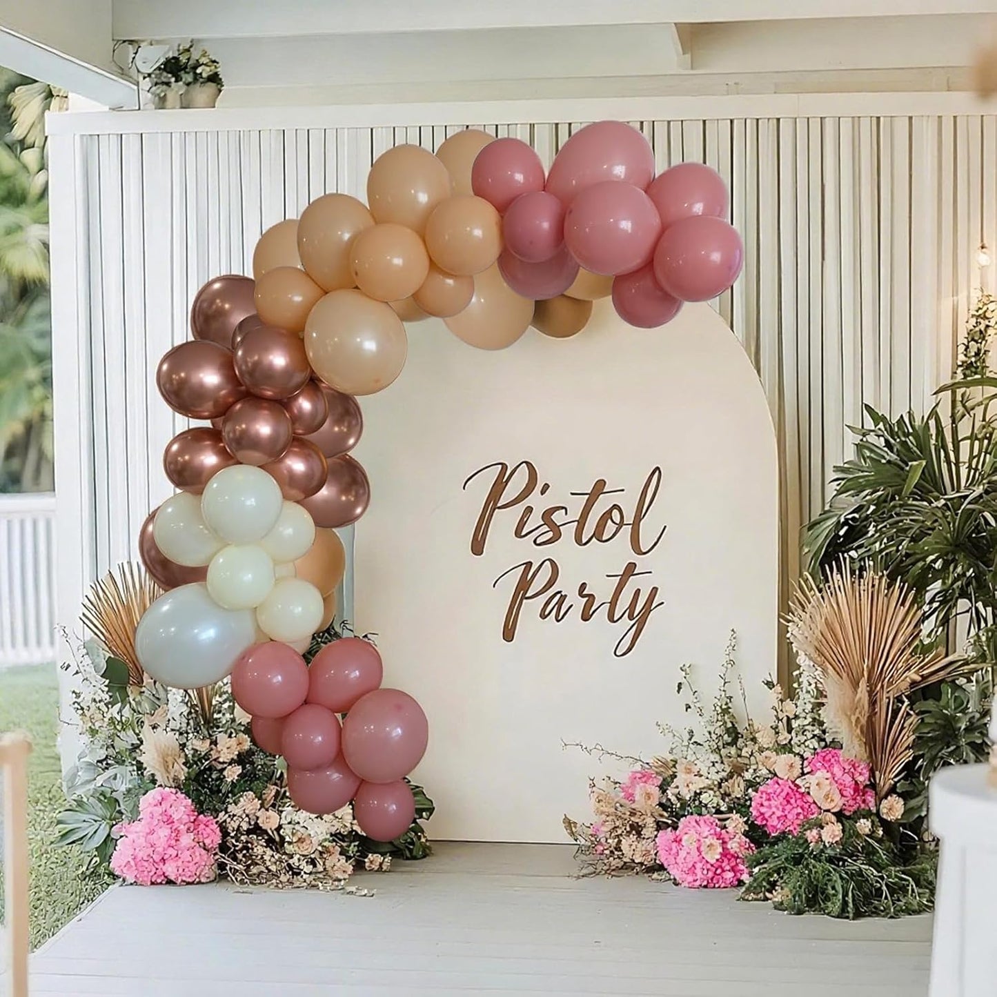 CVPARTON Retro Blush Pink Balloons 55 Packs 12 Inch Dusty Pink Metallic Chrome Rose Gold Nude Ivory White Balloons for Birthday Girls Boho Baby Shower Bridal Shower Wedding Themed Princess Party