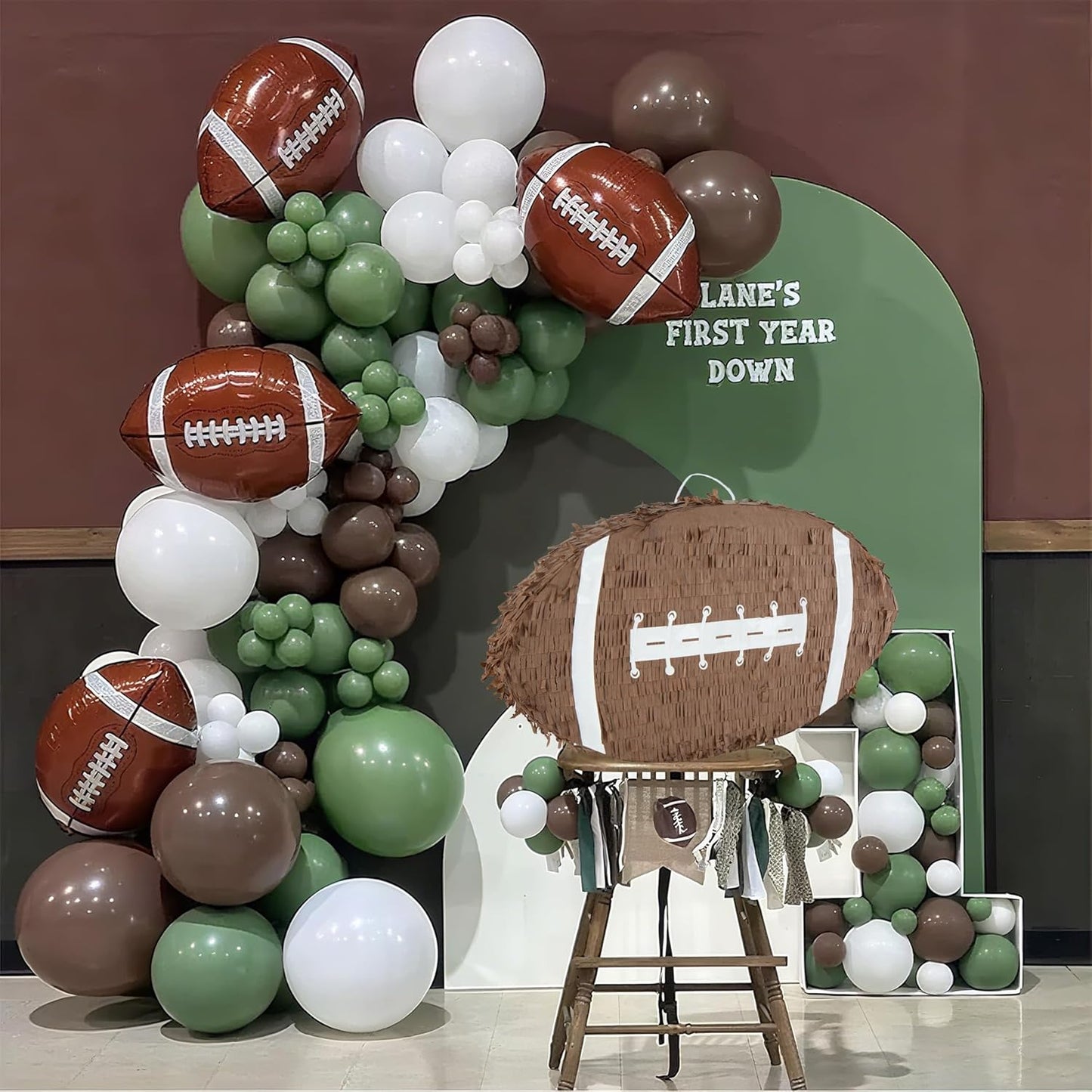 PCFING 20 Inch Football Piñata with 30 Inch Piñata Stick Blindfold Confetti for Boys Girls Adults Birthday Party Game Decorations, Anniversary Celebration, Fiesta