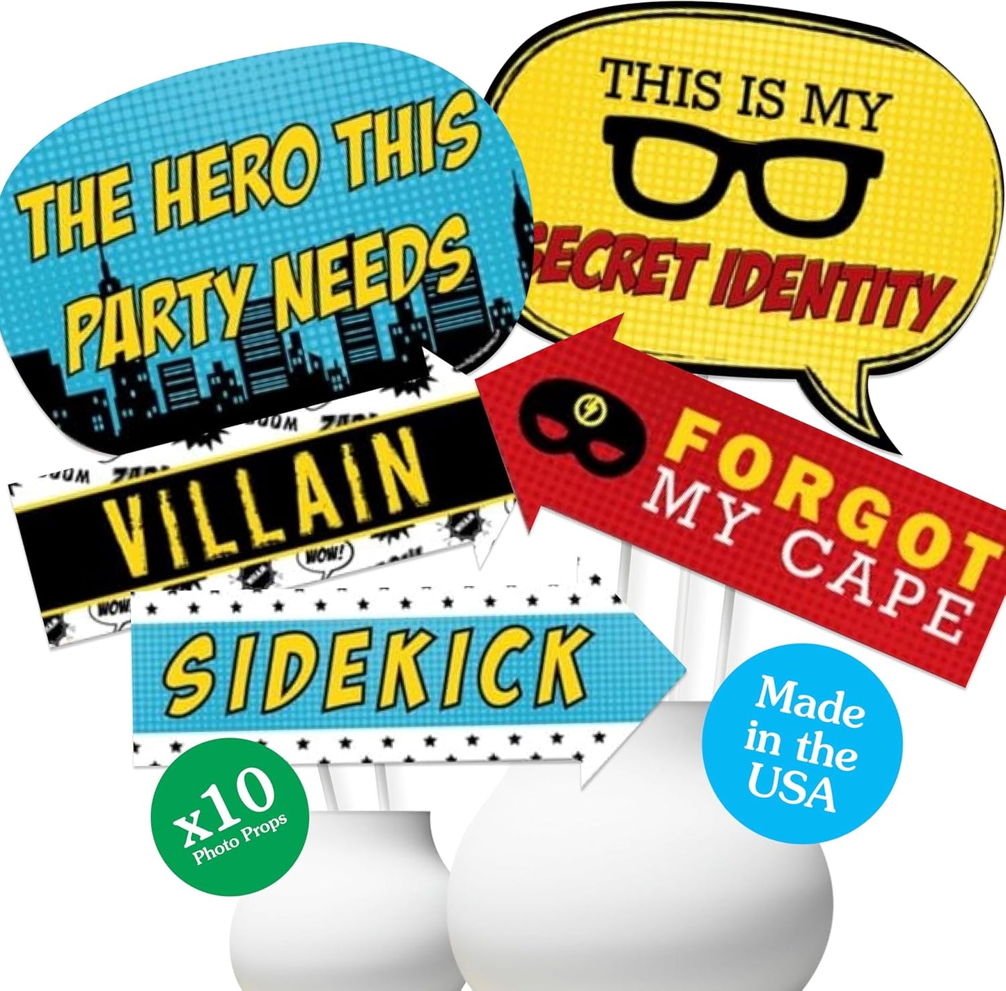 Big Dot of Happiness Funny Bam Superhero - Baby Shower or Birthday Party Photo Booth Props Kit - 10 Piece