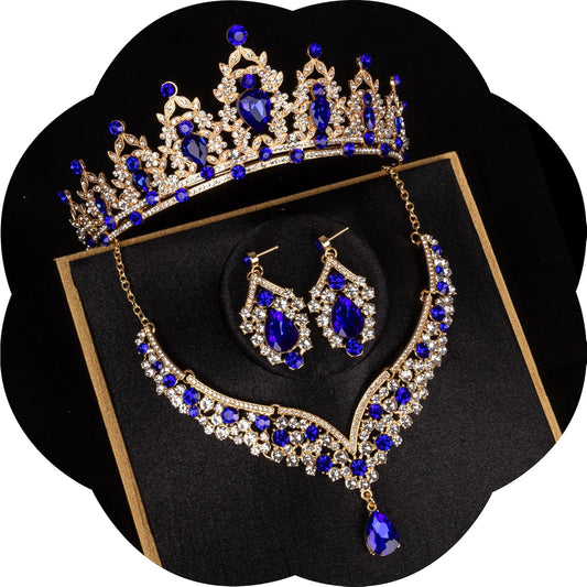 Crowns and Tiaras jewelry sets for Wedding princess birthday party Halloween Prom Pageant Jewelry for Women Crystal Bridal Jewelry Set for women