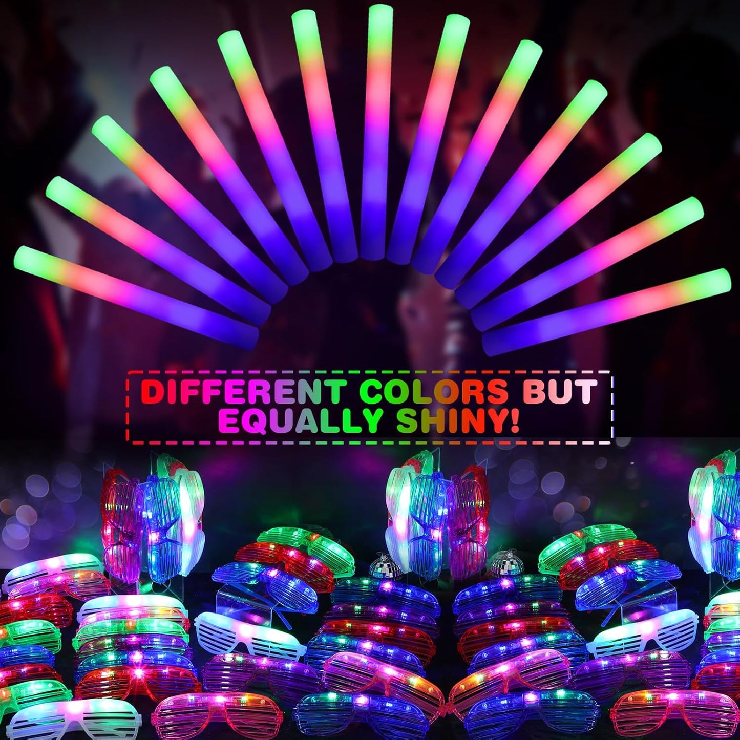 Maitys 72 Pcs Foam Sticks Light up Glasses, Glow in the Dark Sunglasses Foam Sticks LED Glasses Light up Supplies