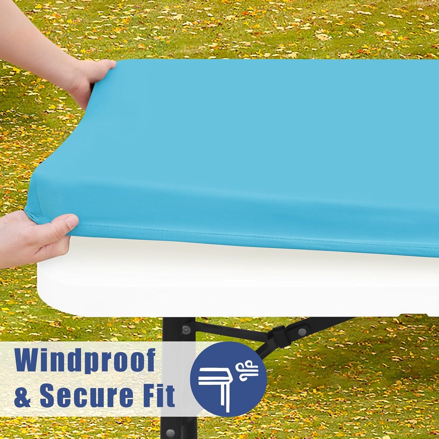 Spandex 5 Foot Rectangle Table Cloth 2 Pack, Elastic Fitted Tablecloths for Picnic, Stretch Washable Patio Table Cover for Outdoor, Camping, Banquet and Parties (Blue Mist, 30"x60")