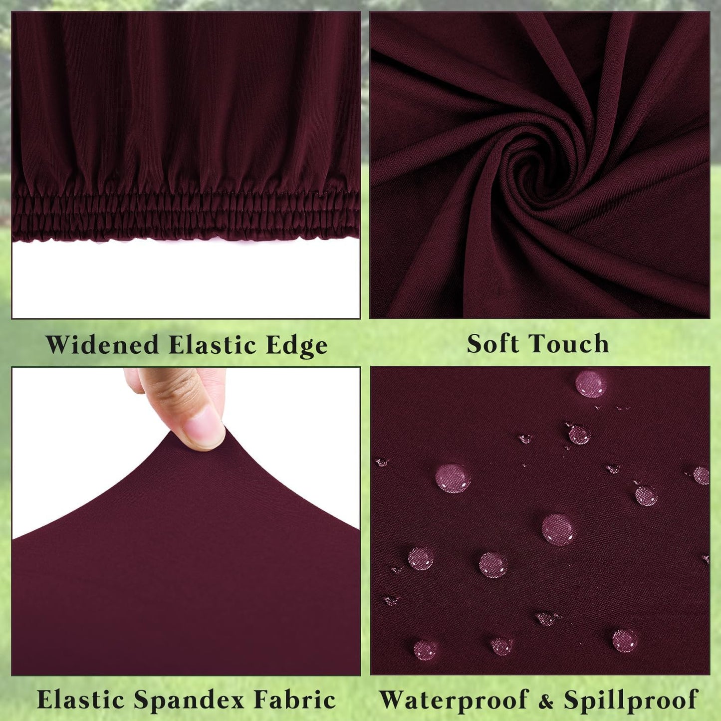 6 Pack 6 Foot Picnic Table Cover Fitted Elastic Tablecloth for Rectangle Tables Waterproof Stretch Washable Folding Indoor Outdoor Spandex Table Cloth for Parties Banquet Camping (Wine Red,30" x 72")