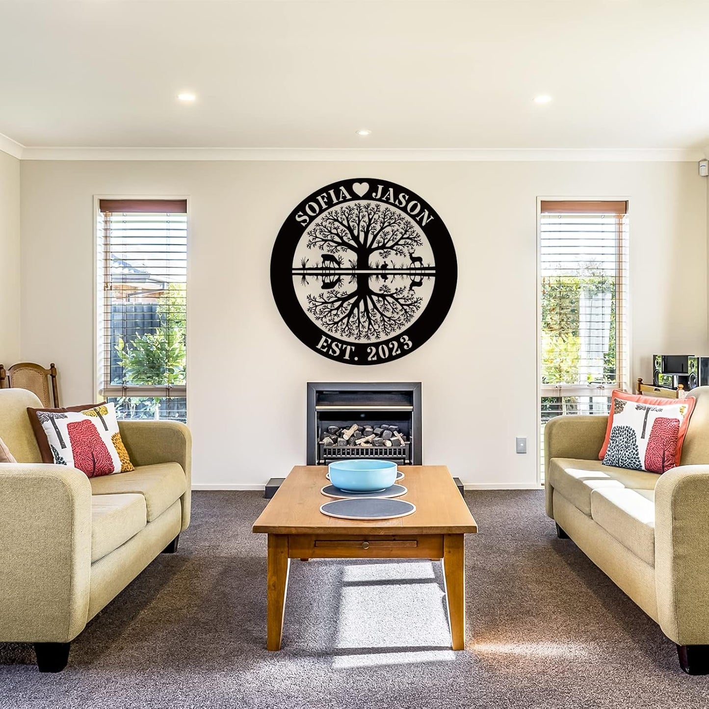 Custom Tree of Life Metal Sign, Personalized Family Name Signs for Home, Wedding Gifts for Couples, Metal Deer Christmas Gifts