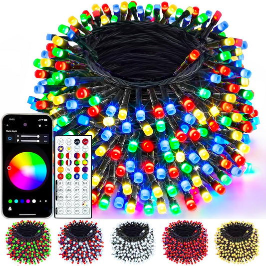 240LED Smart Color Changing Christmas Lights App Controlled, 95FT Waterproof RGB Twinkle String Light Music Sync Multiple Modes, Christmas Lights with Remote & Timer Indoor Outdoor Xmas Decorations