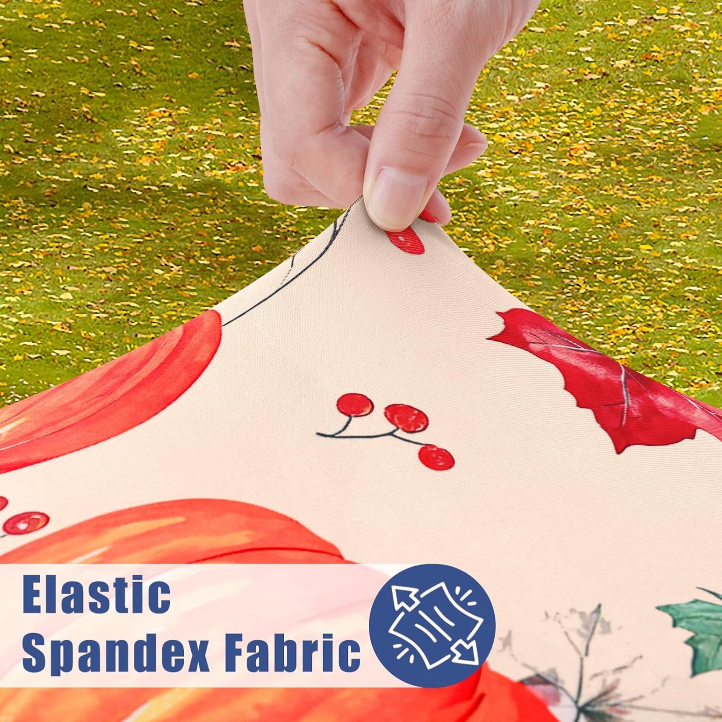 Spandex 6 Foot Rectangle Thanksgiving Table Cloth 2 Pack, Elastic Fitted Tablecloths for Picnic, Stretch Washable Patio Table Cover for Autumn Harvest Parties (Pumpkin Leaf, 30"x72")