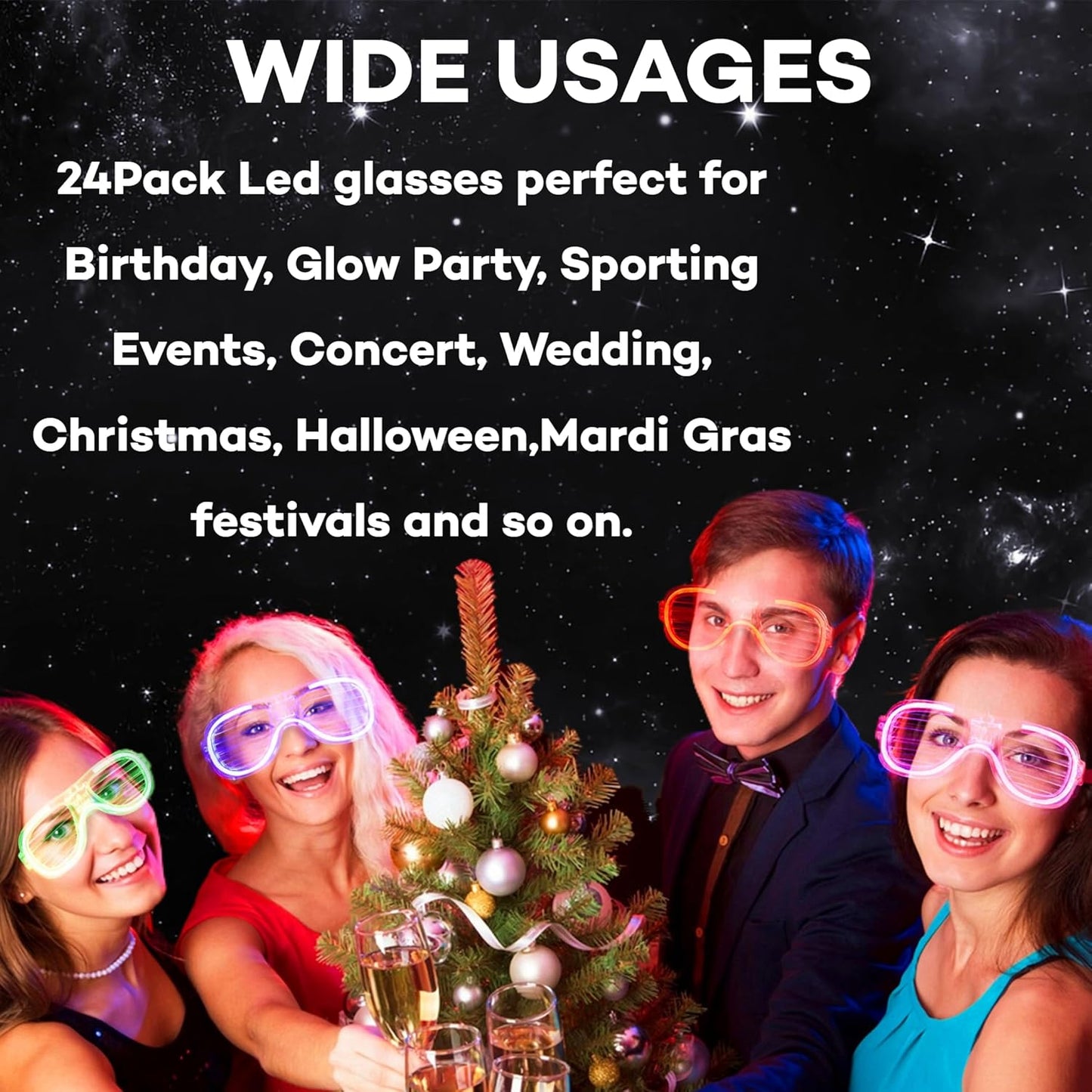 Fsmiling 24 Pack Light Up Glasses Adults Led Glasses Glow In The Dark Party Supplies for Adults Party Favor