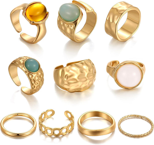 iF YOU 25 Pcs Gold Knuckle Ring Set for Women, Chunky Stackable Finger Midi Rings, Silver Simple Stacking Cute Rings Pack Trendy Stuff Jewelry Gift