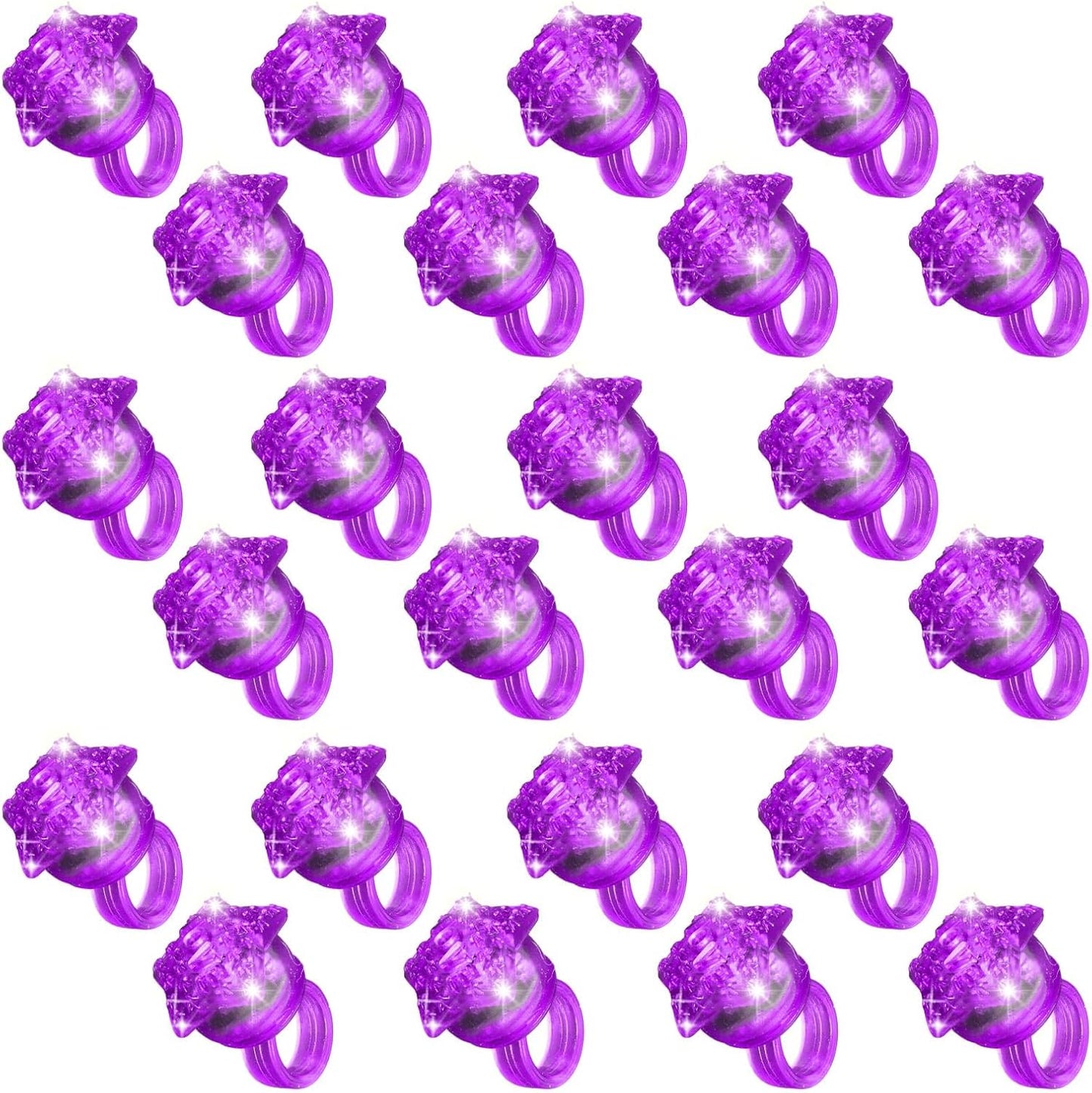 24 Pack Light Up Star Rings Glow in the Dark Party Flashing LED Jelly Finger Rings for July 4th,Halloween,Christmas,Concert,Goodie Bag Fillers,Raves