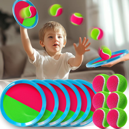 Toss and Catch Ball Game Set, Beach Outdoor Toys for Kids Boys with Paddle, Balls and Storage Bag, Yard Backyard Outside Indoor Toys Games Gifts for Kids Boys Girls Ages 3 4 5 6 7 8 9 10