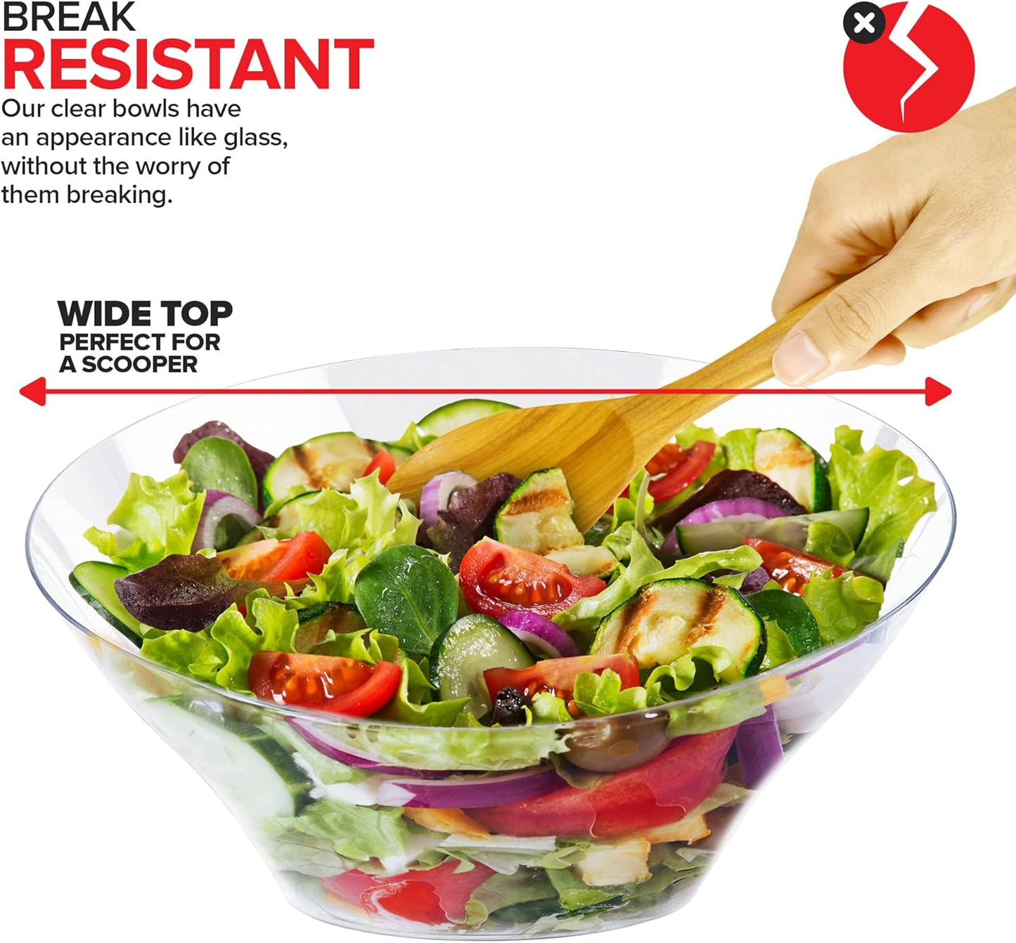 54oz Clear Plastic Serving Bowls (4 Pack) Large Disposable Candy Dishes, Buffet Containers for Chips, Popcorn, Snacks, Punch, Salad Bar, Snack Bowl, Parties, Office Desk, Bridal Shower, Party Supplies