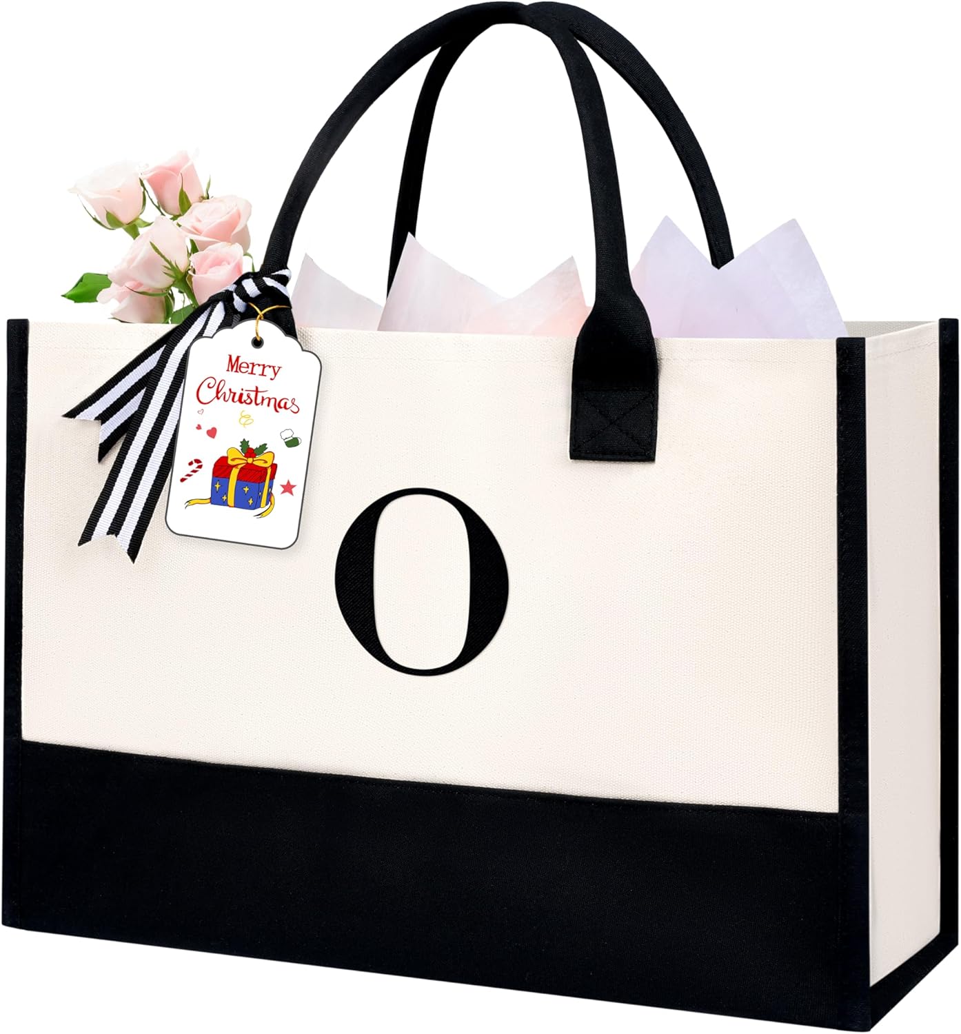 BAGAIL Initial Tote Bag, Personalized Birthday Gifts for Women, Teacher, Friends, Mom, Wedding, Monogrammed Beach Bag