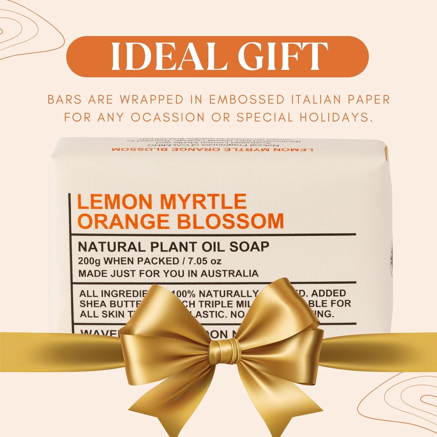 Wavertree & London Lemon Myrtle & Orange Blossom Scented Natural Soap Bars (2 Bars), 7oz Moisturizing French Triple Milled Soap enriched with shea butter - Bath & Body Bars [100% Naturally derived]