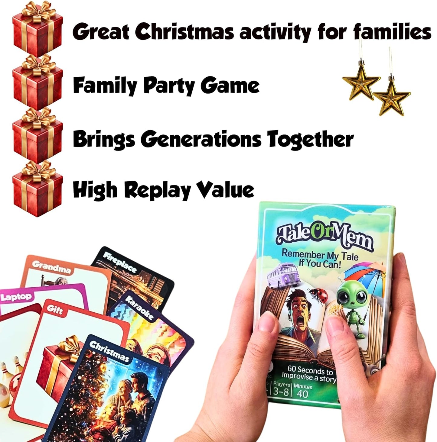 TaleOrMem - Award-Winning Storytelling Cards, Fun Family Card Games, Improv Games for Kids & Adults, with 180 Story Telling Cards & 60 Story Starters. Boosts creativity, a party game for 3-8 Players