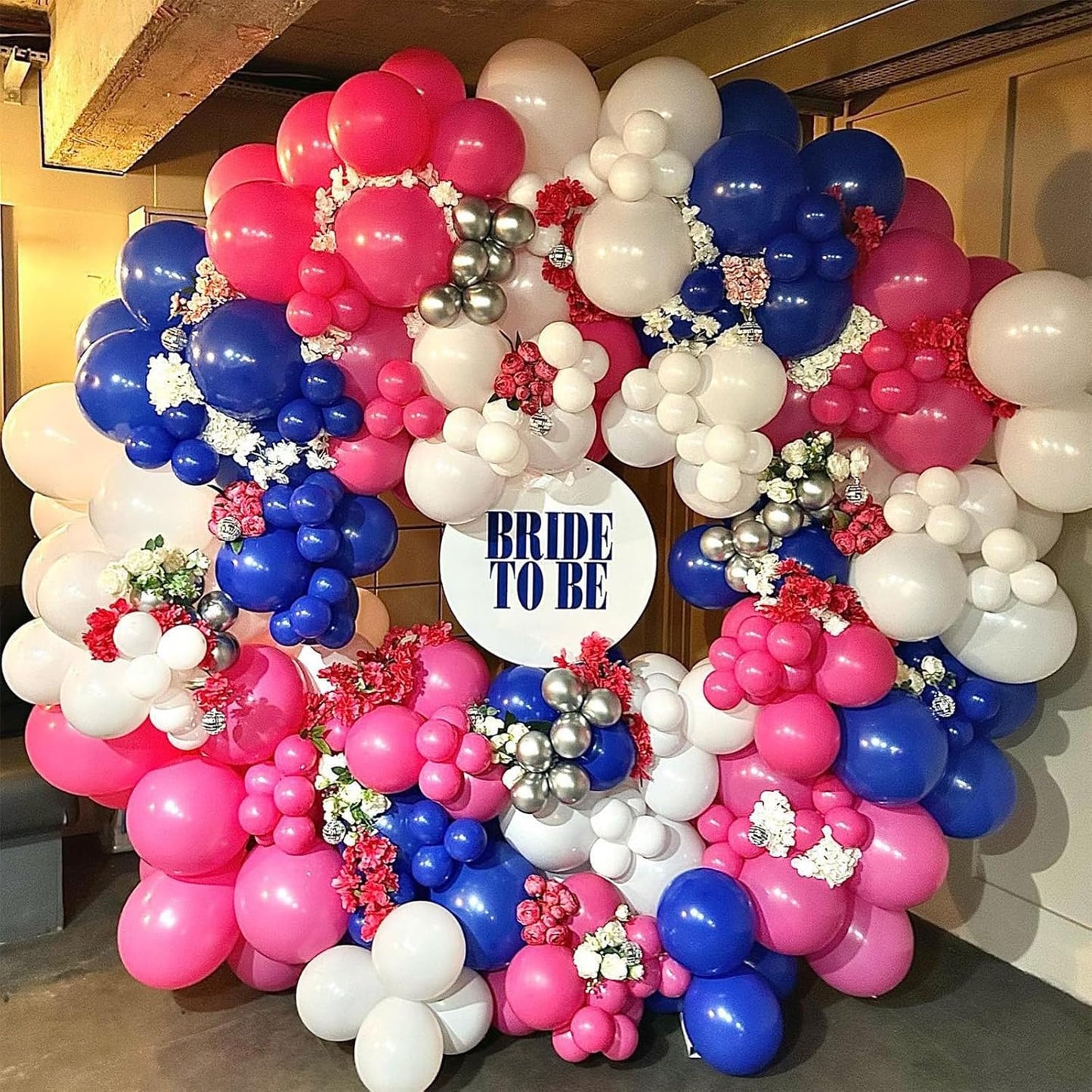 Pink Blue White Balloons, 12 Inch Royal Blue Hot Pink Fuchsia Pearl White Clear Latex Party Helium Balloon for Girls Berry Blueberry Baby Shower Gender Reveal Birthday Pool Tropical Party Decorations