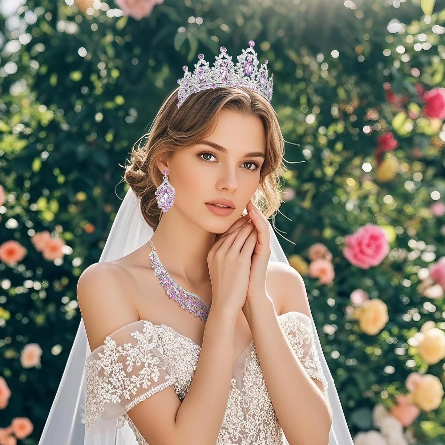 Crowns and Tiaras jewelry sets for Wedding princess birthday party Halloween Prom Pageant Jewelry for Women Crystal Bridal Jewelry Set for women