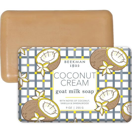 Beekman 1802 Coconut Cream Goat Milk Soap - Scented - 9 oz - Cleanses, Nourishes & Hydrates - Certified Microbiome Friendly - No Irritation - Good for Sensitive Skin