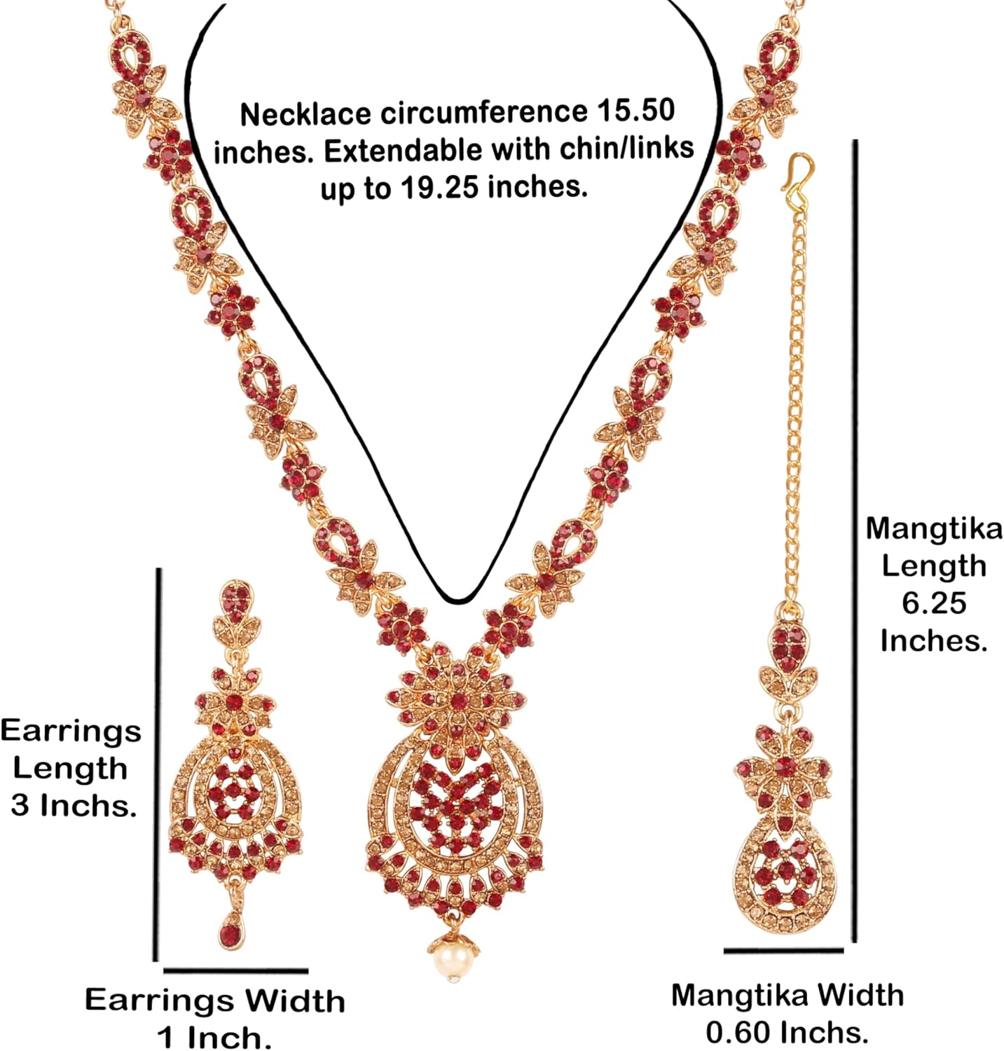 Touchstone Indian jewelry sets for women maang tikka wedding guest gold necklace bollywood jewellery set pageant elegant prom bride accessories western crystal chunky rhinestone necklaces