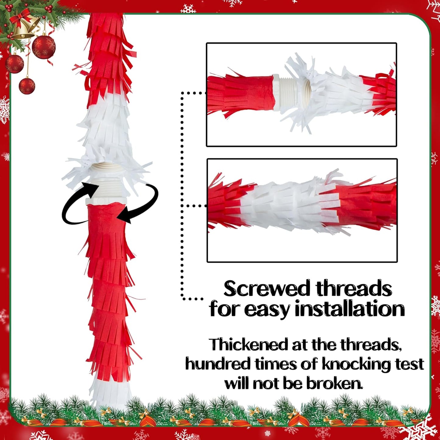 PCFING 21.6 Inch Christmas Stocking Piñata with 30 Inch Piñata Stick Blindfold Confetti for Boy Girl Adults Xmas Party Game Decorations