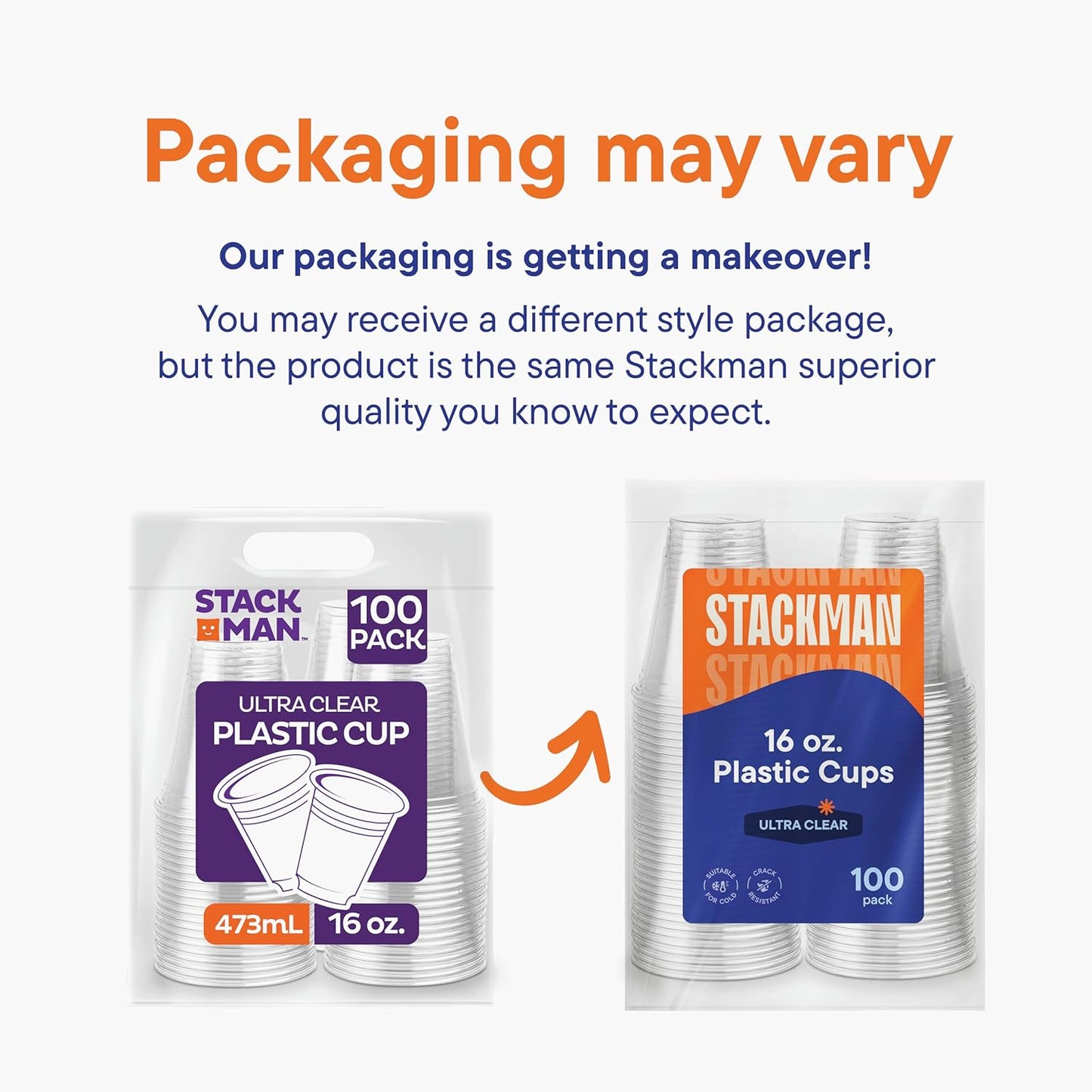 Crystal Clear Disposable Plastic Cups PET [100 Pack - 16 oz.]