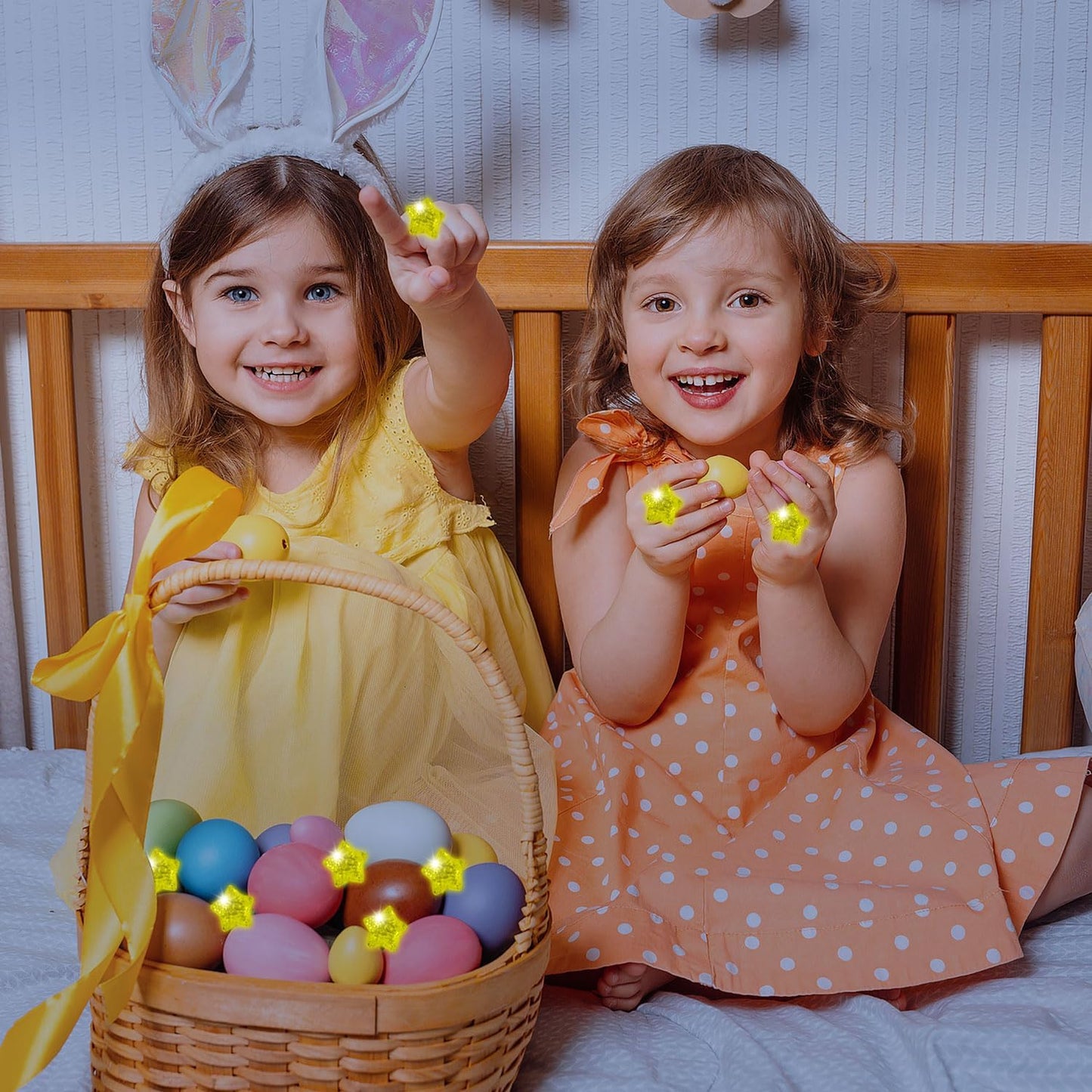 24 Pack Light Up Star Rings Glow in the Dark Party Flashing LED Jelly Finger Rings for July 4th,Halloween,Christmas,Concert,Goodie Bag Fillers,Raves